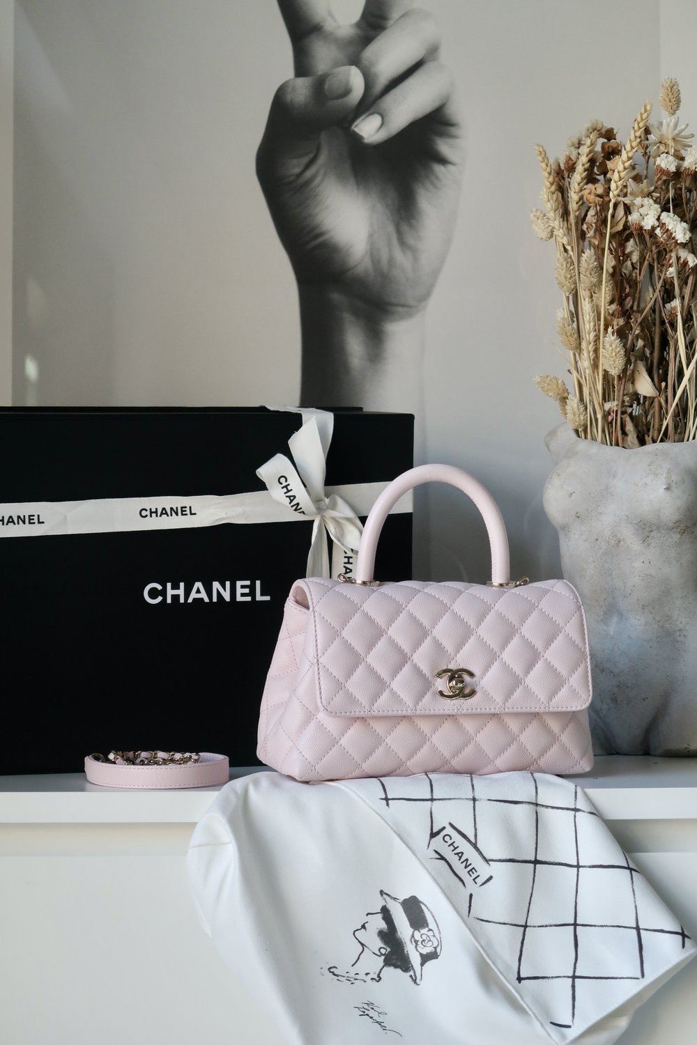 Chanel Light Pink Caviar Leather Coco Top Handle Mini — Blaise Ruby Loves