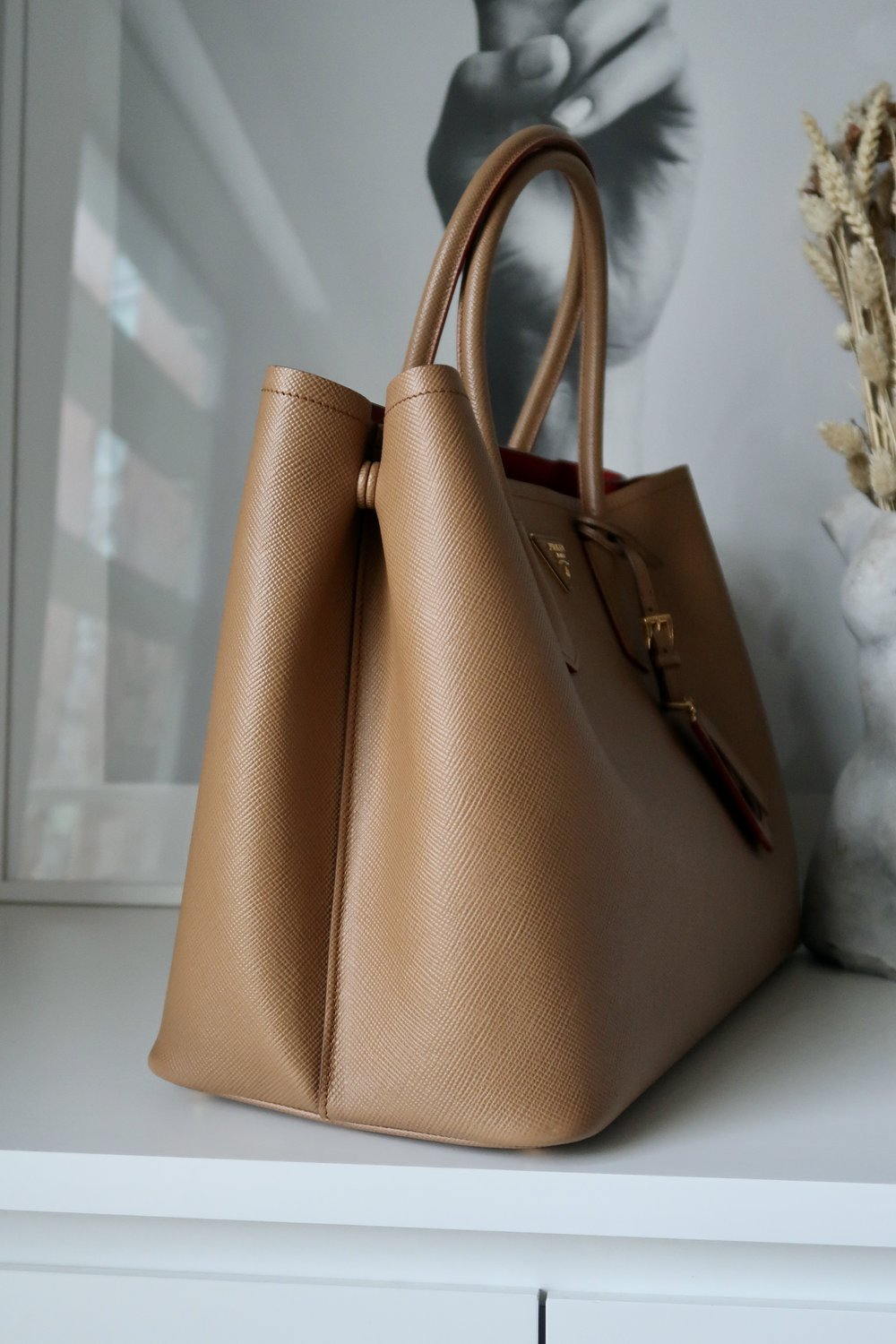 Prada Saffiano Cuir Small Double Bag, Blush (Cammeo)
