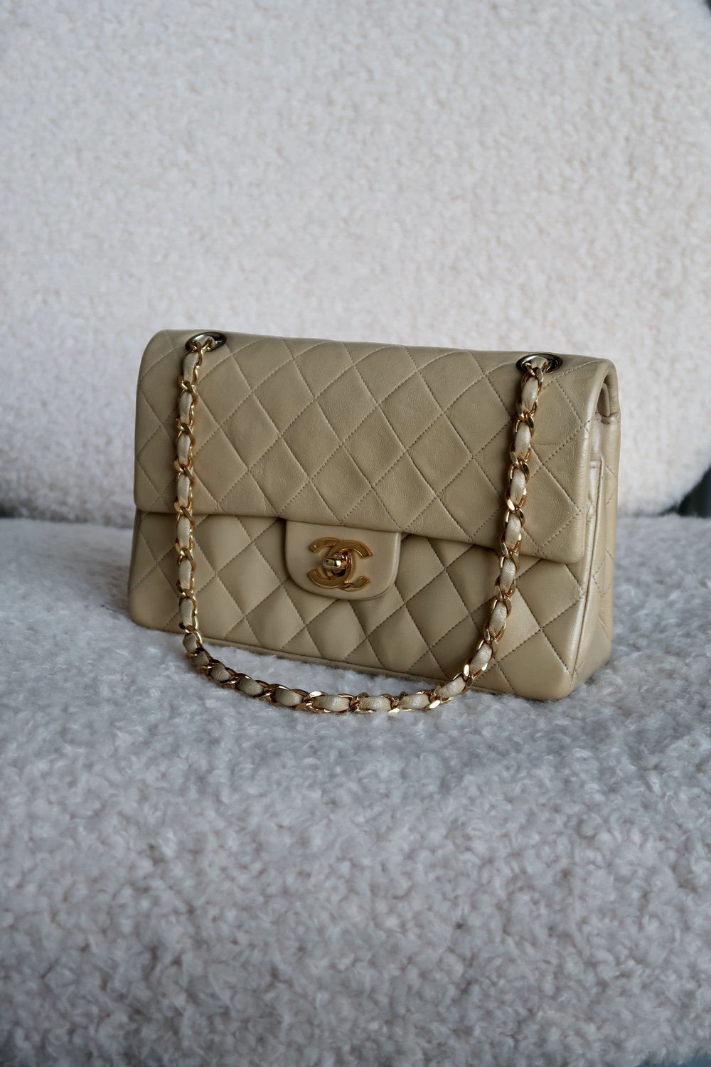 Chanel Vintage Small Beige CC Classic Flap — Blaise Ruby Loves