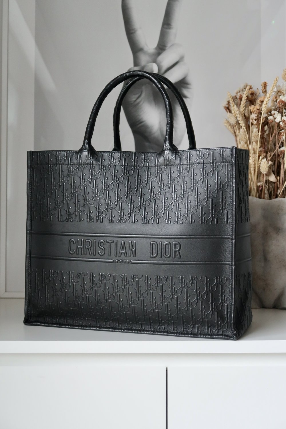 Dior book Tote Bag Black Dior Oblique Embossed Calfskin Large — Blaise Ruby  Loves