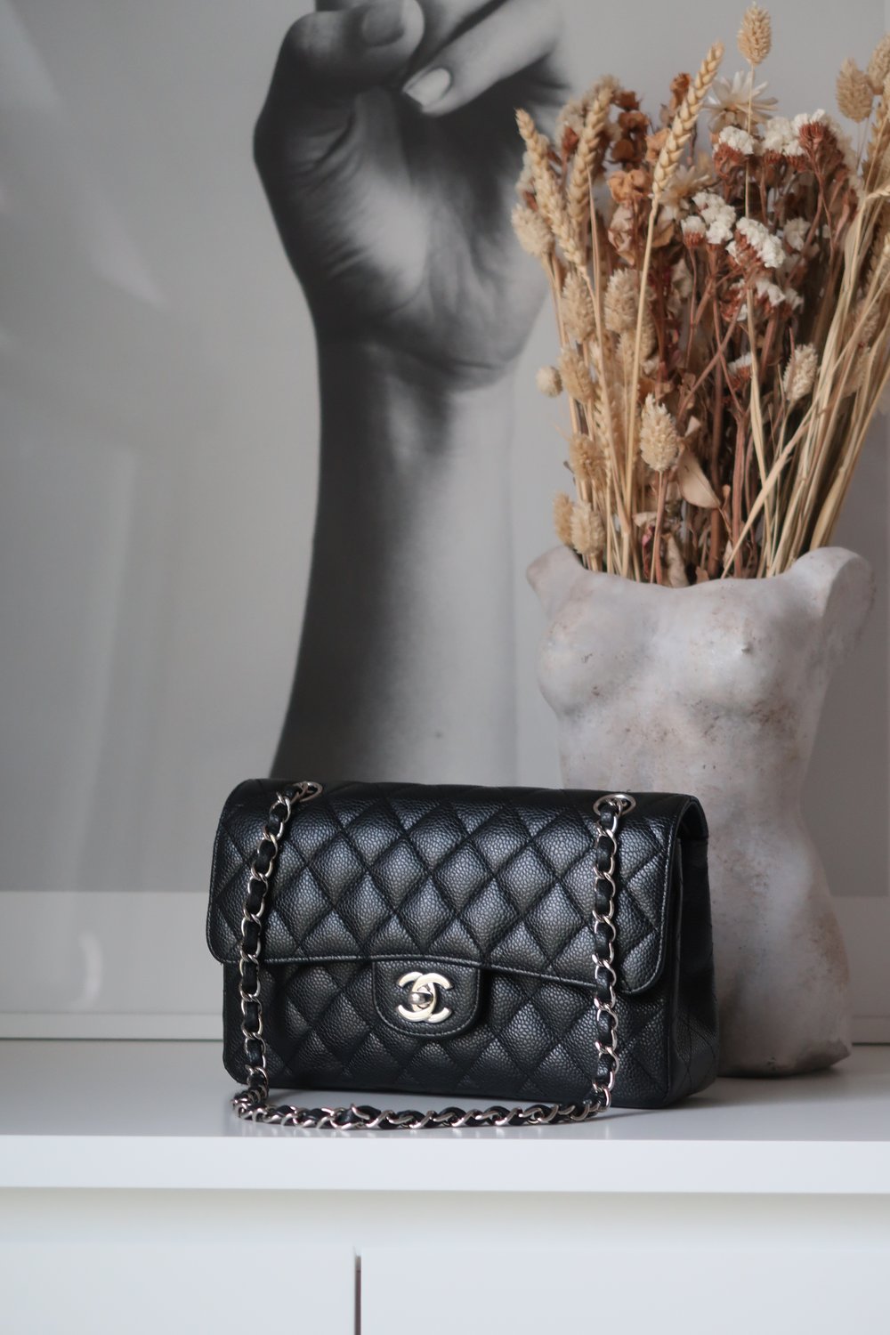 Chanel Caviar Black Leather Small Classic Flap — Blaise Ruby Loves