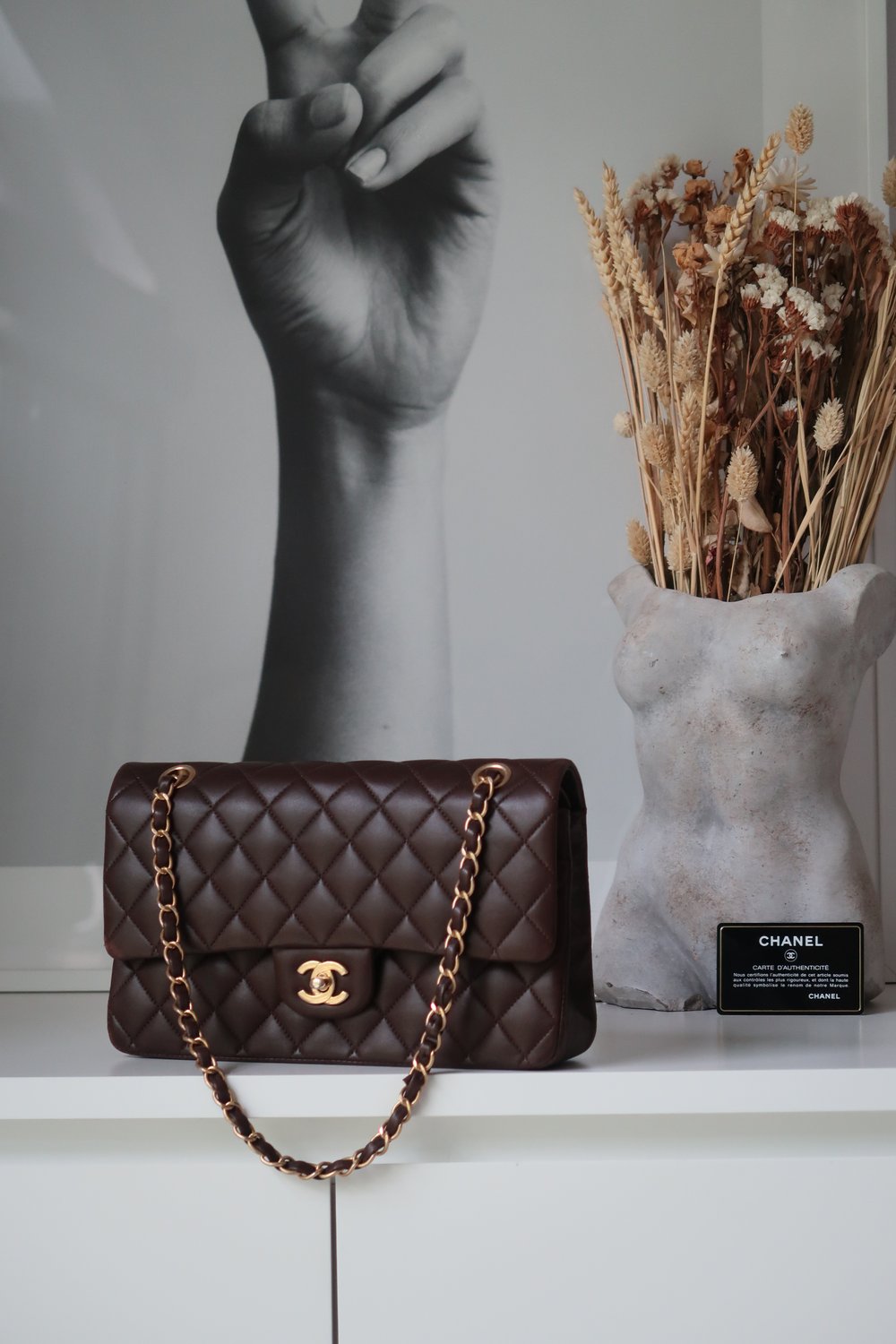 chanel flap brown