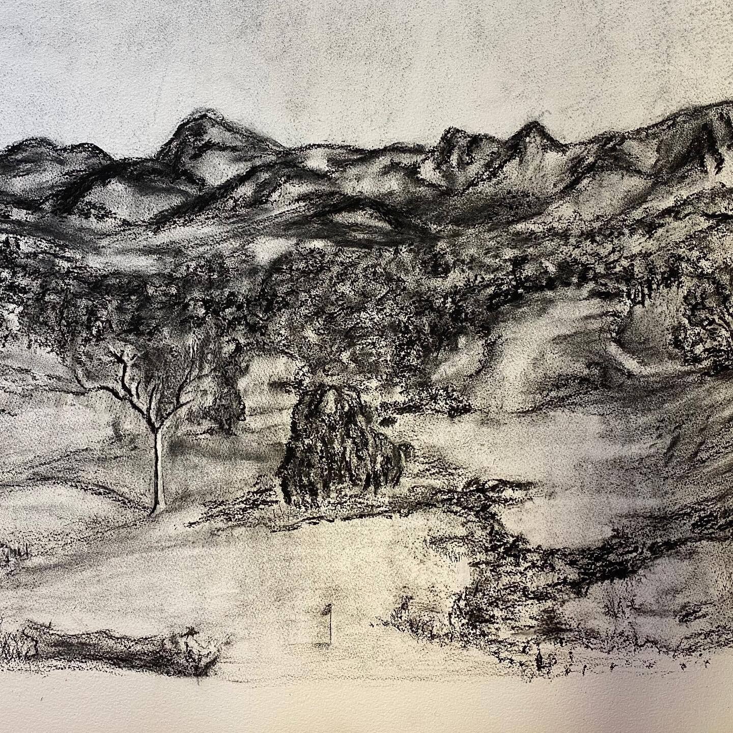 Charcoal - Cathedral Mountains from the 18th sketch.