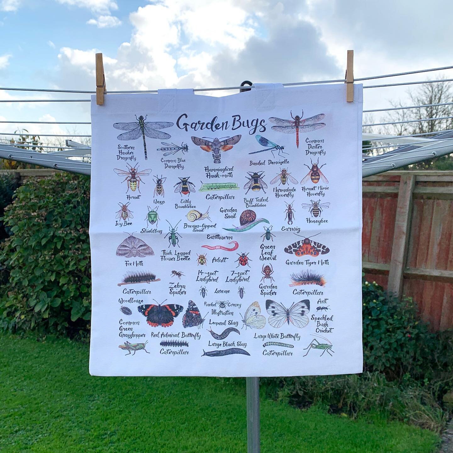 It wasn&rsquo;t quite as bright outside as I thought it would be this morning, but I did manage to take a few snaps of two new designs of tea towel and tote bag coming soon! Garden bugs and British Wildflowers should be landing in my shop before Chri