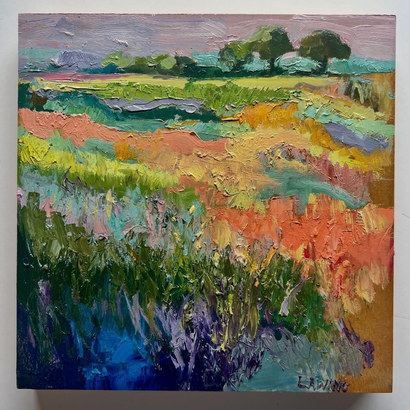 Sometimes I go off script 
.
8x8 inches &bull; oil on cradled wood panel &bull; (c)Julia Lawing
.
.
.
#julialawingart #colorful #contemporaryimpressionism #marshscape #oilonwood #coastalart