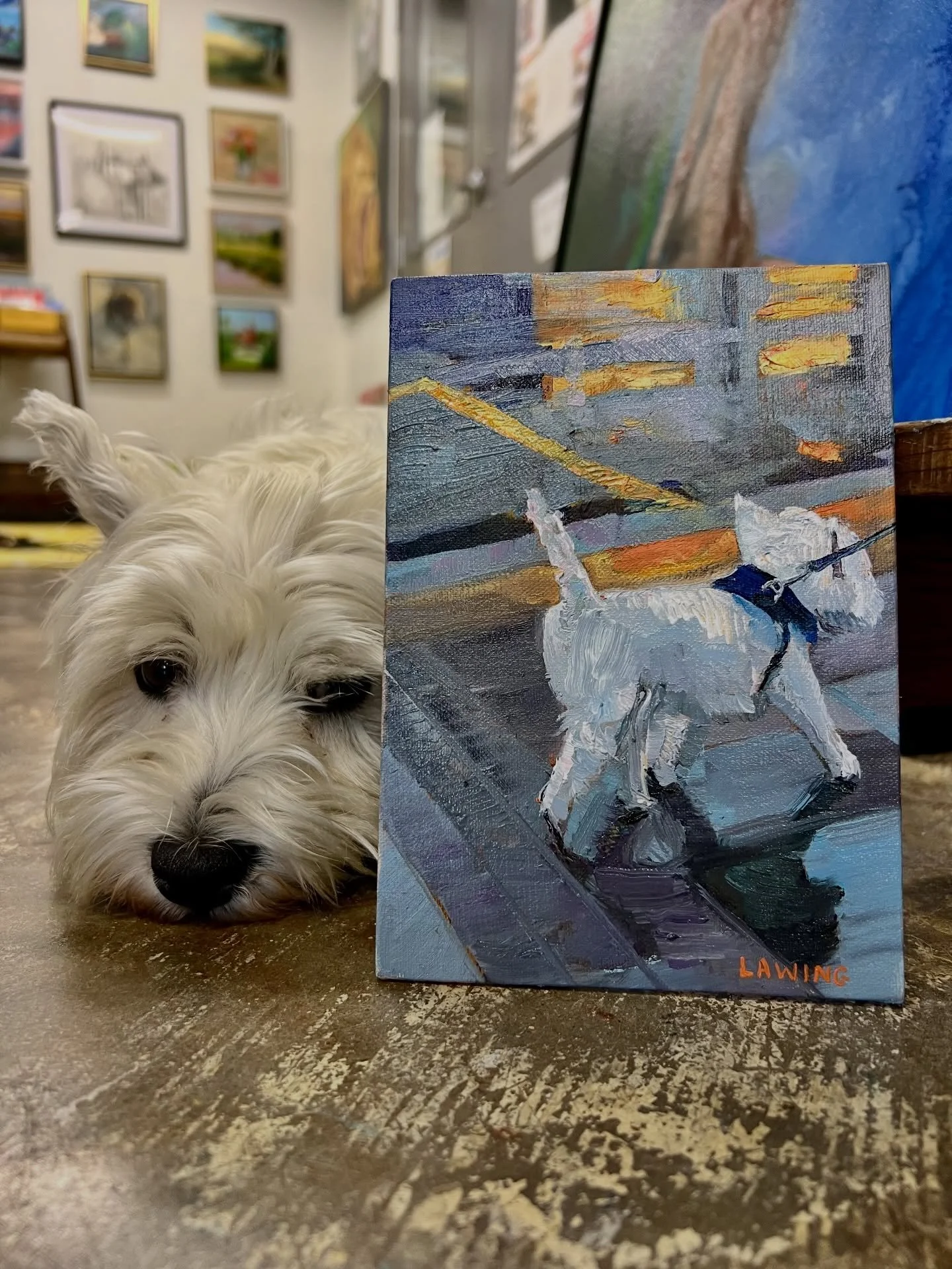 Georgia, wishing she was walking the streets of London like the Westie in my painting 🐶 🖼️