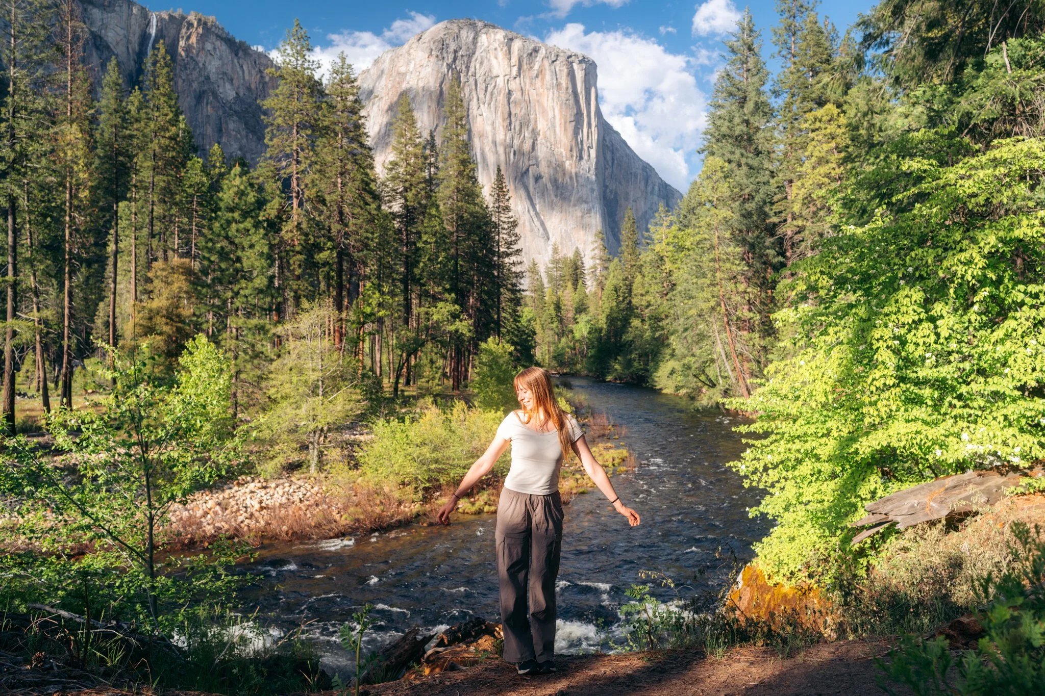 Wearing Columbia Women's Hiking Pants Hiking in Yosemite National Park, Best Women's Hiking Pants for Backpacking and Hiking - Wearing Columbia pants in Yosemite National Park