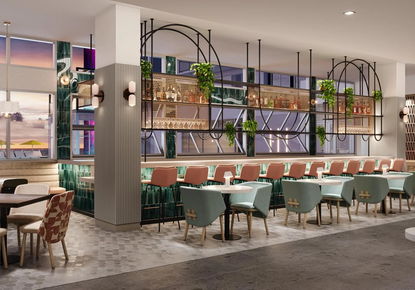 🍸DRINKS // From understated to unforgettable! This reimagined hotel bar turns low-key public areas into high-energy destinations, with a seamless poolside window opening that keeps the vibes flowing all day (and night). ✨ Drinks, sunshine, repeat. ☀