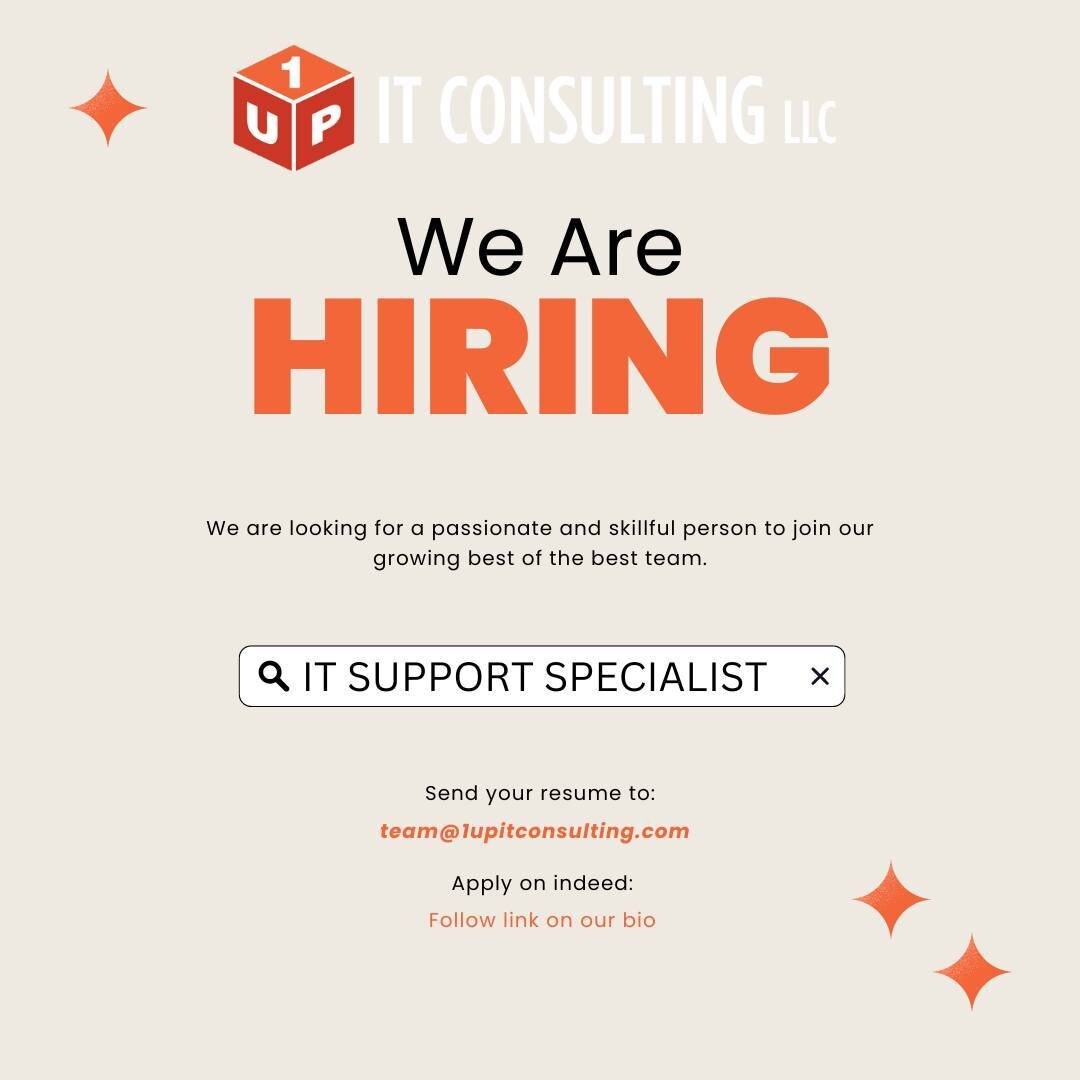 WE ARE HIRING!

If you know any experienced IT Support Specialists, please send them our way!

We are currently looking for an experienced Information Technology Support Specialist to support our customers. Customers are within a 50-mile radius of Fr