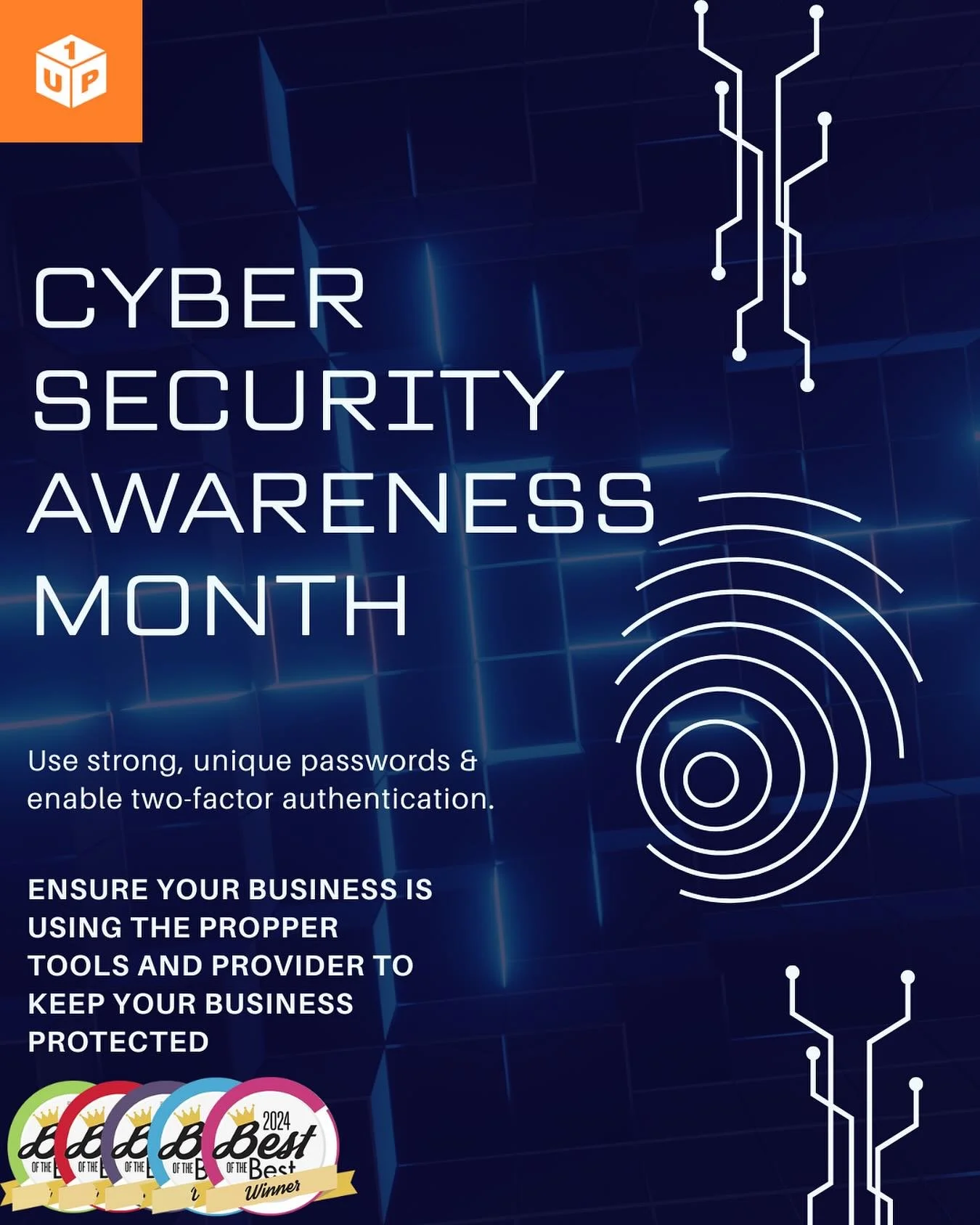 October = Cybersecurity Awareness Month
Think your business is safe online? Let’s find out 👇
At 1-UP IT Consulting, we help businesses level up their cybersecurity — because protecting your data shouldn’t be a guessing game.
Her
