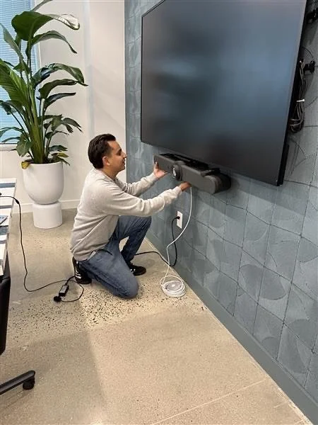 Meet our new Level 2 technician, Job.

Already hard at work installing new mic pods for a Logitech video system.