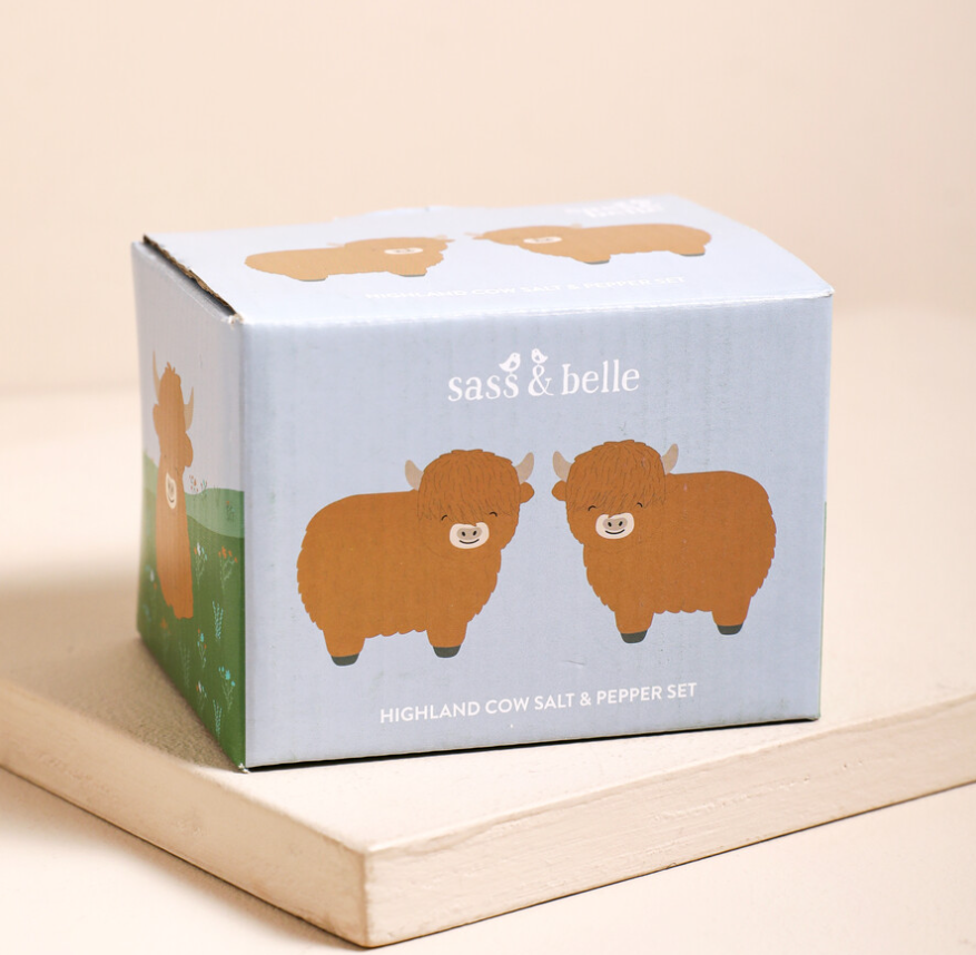 salière, poivrière, sass&belle, highland cow, repas, décoration.webp