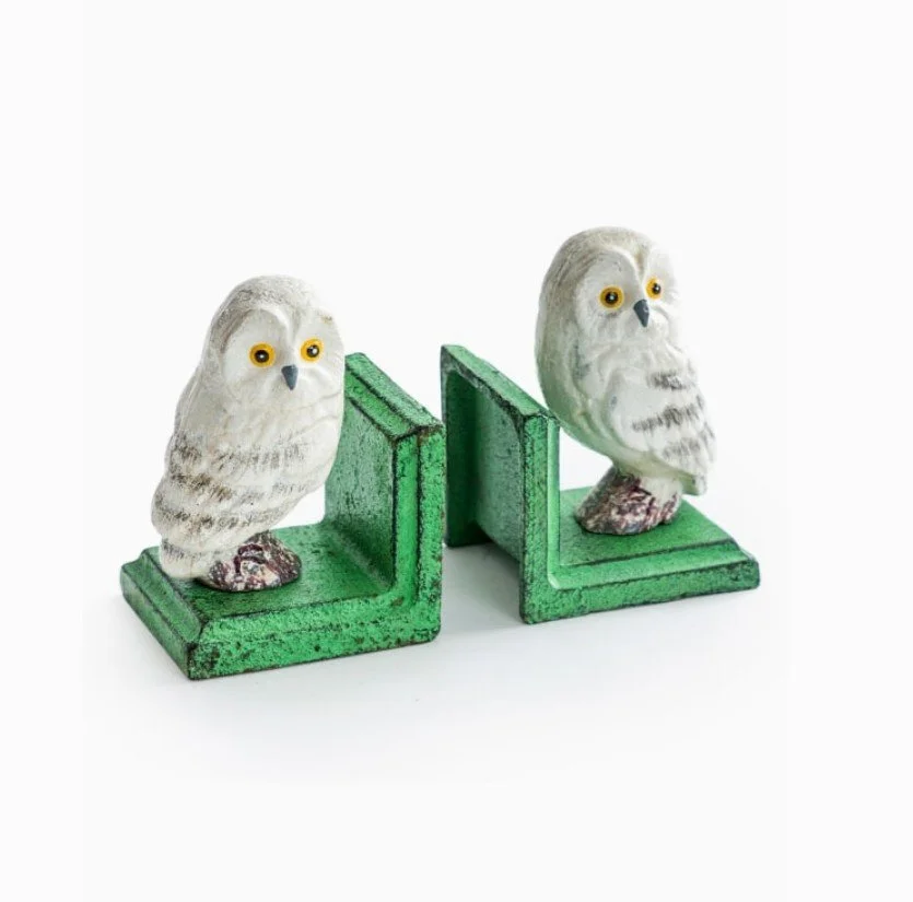 serre-livres, chouettes, blanches, animal, mc gowan, décoration, fonte, oiseau, bibliothèque.jpg
