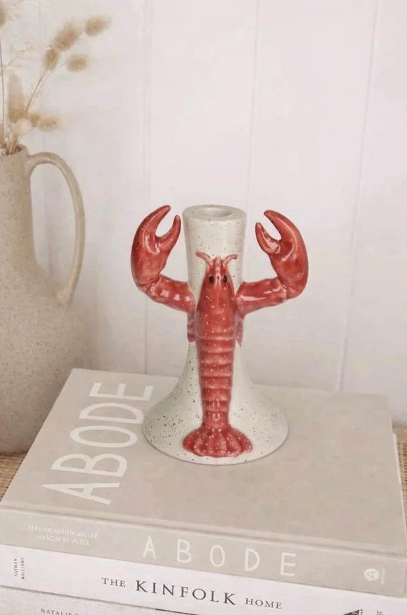 bougeoir, homard, kersten, grès, rouge, décoration.jpg