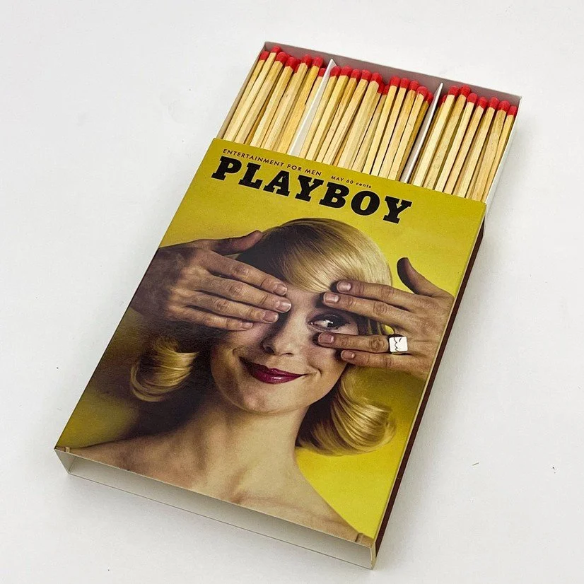 boite d'allumettes, play boy, bazardeluxe, style vintage, jaune, femme blonde, marque.jpg