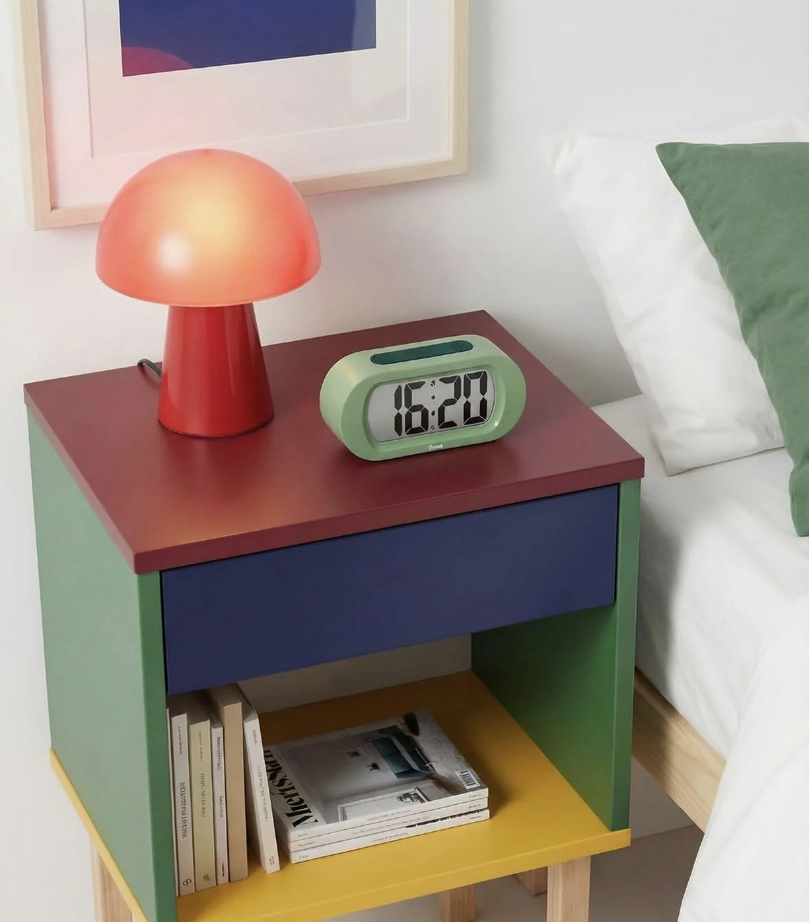 réveil, numérique, vert, fisura, table de nuit, décoration, heures, chambres, alarme, réveiller.jpg