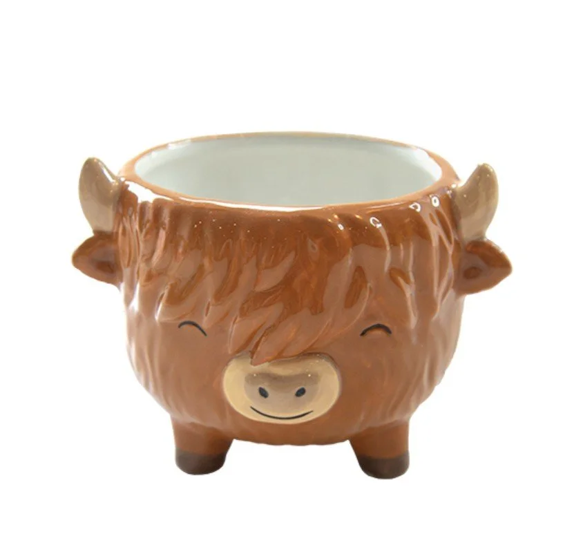 pot, highland cow, sass&belle, petit, animal, plantes.jpg