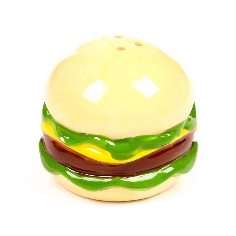 ensemble, salière, poivrière, puckator, hamburger, frites, manger, assaisonement, table, repas, drôle, pain, salade, steak, fromage.jpg