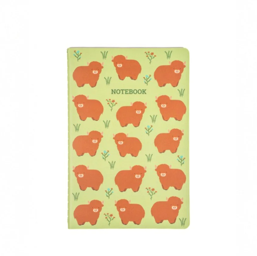 carnet, highland cow, sass&belle, papeterie, vert, animaux, papiers.jpg
