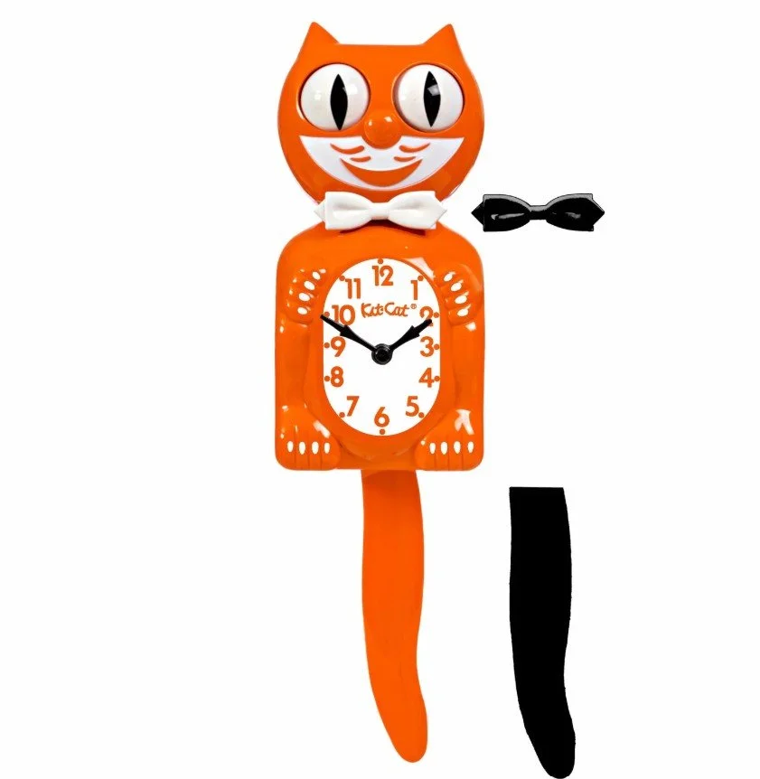 horloge, kit cat clock, orange, fun, coloré, décoration, heure, bouger, queue.jpg