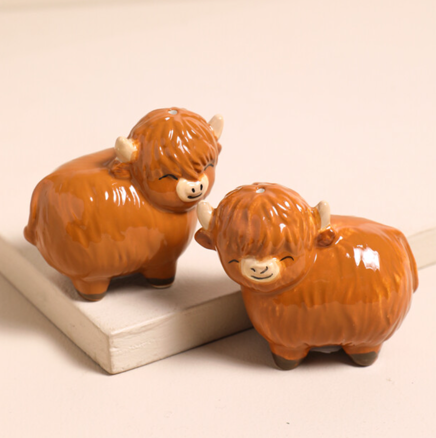 salière, poivrière, sass&belle, highland cow, repas, décoration, marron , mignon.webp