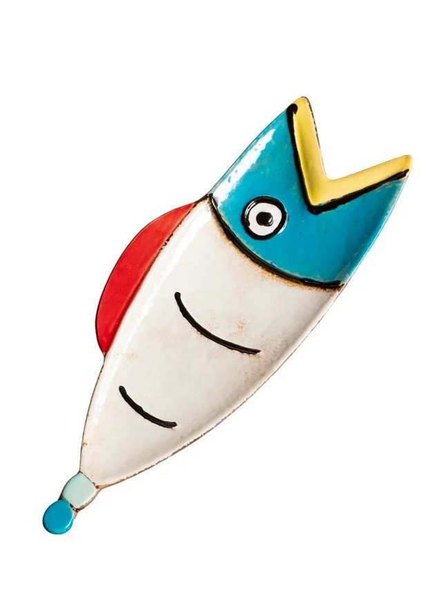 plat poisson, chehoma, animal, coloré, vleu, rouge, jaune, décoration.jpg