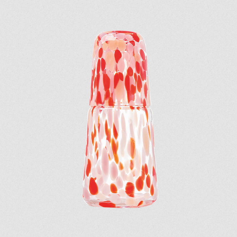service de nuit, opjet, moucheté, rouge, carafe, chambre, coloré, décoration.png