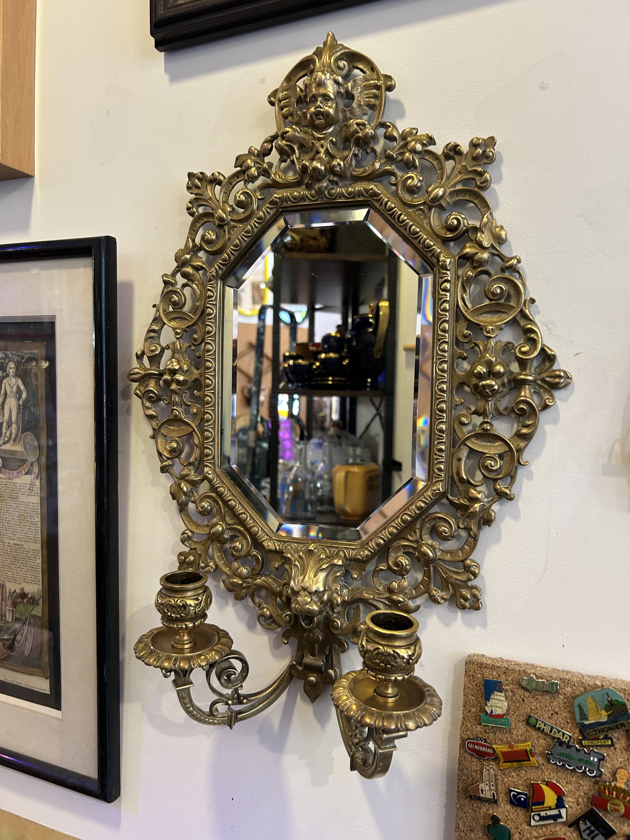 mirroir à chandelier , vintage , brocante , mirroir , bougie , décoration,3.jpeg