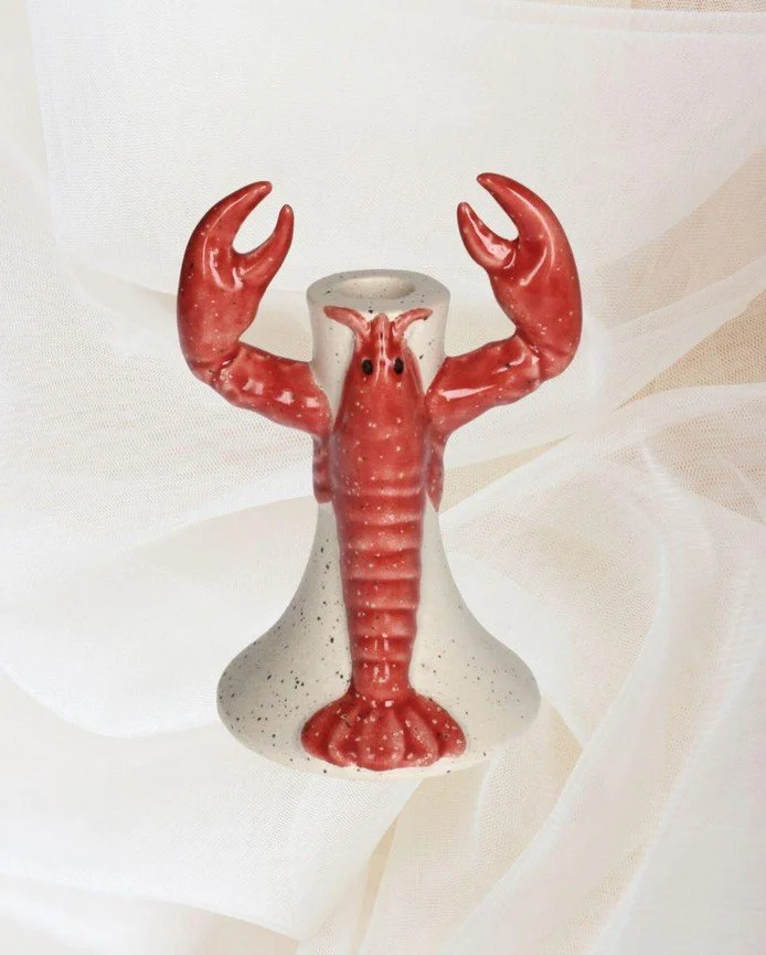 bougeoir, homard, kersten, grès, rouge, décoration, bougie.jpg