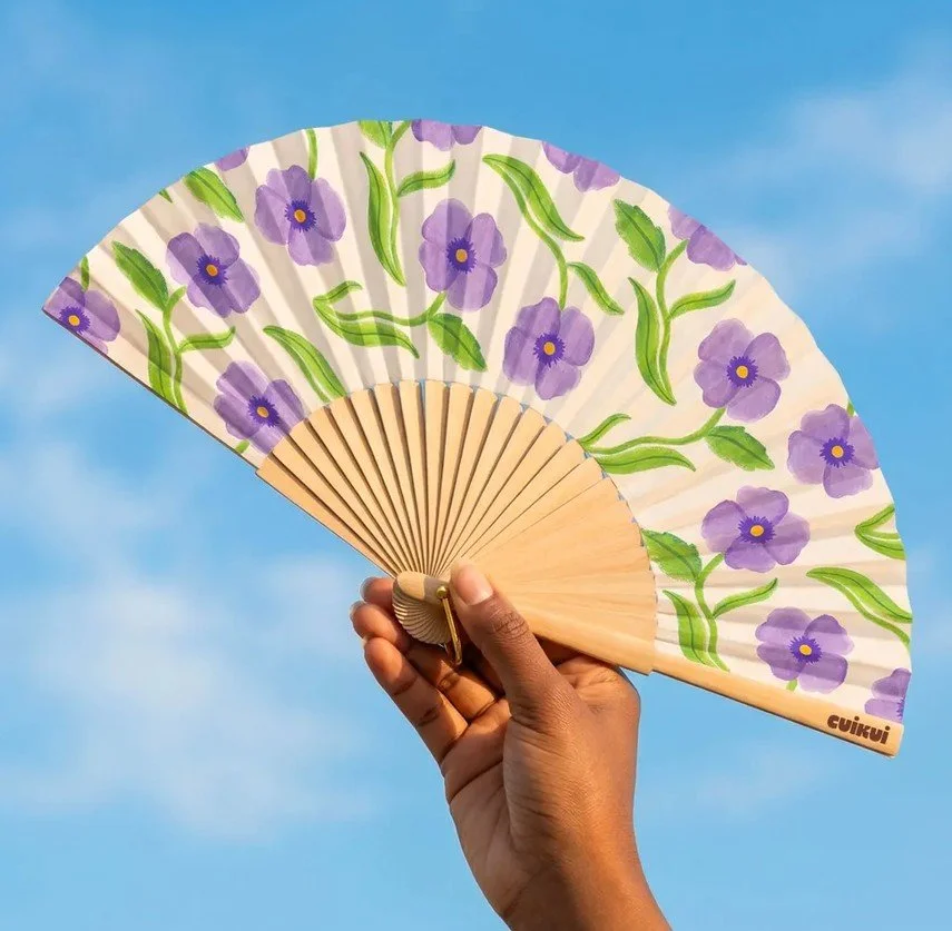 éventail, cuikui, fleurs, violet, été, dessins, pratique, agiter, vent.jpg