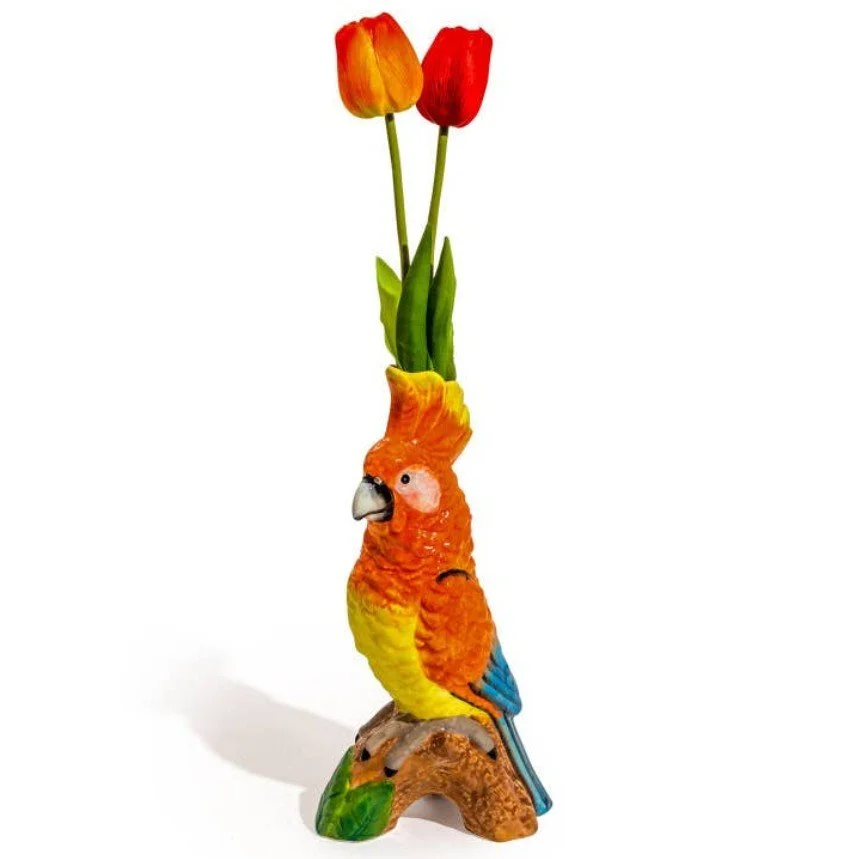 vase, perroquet, mc gowan, orange, animal, fleurs.jpg