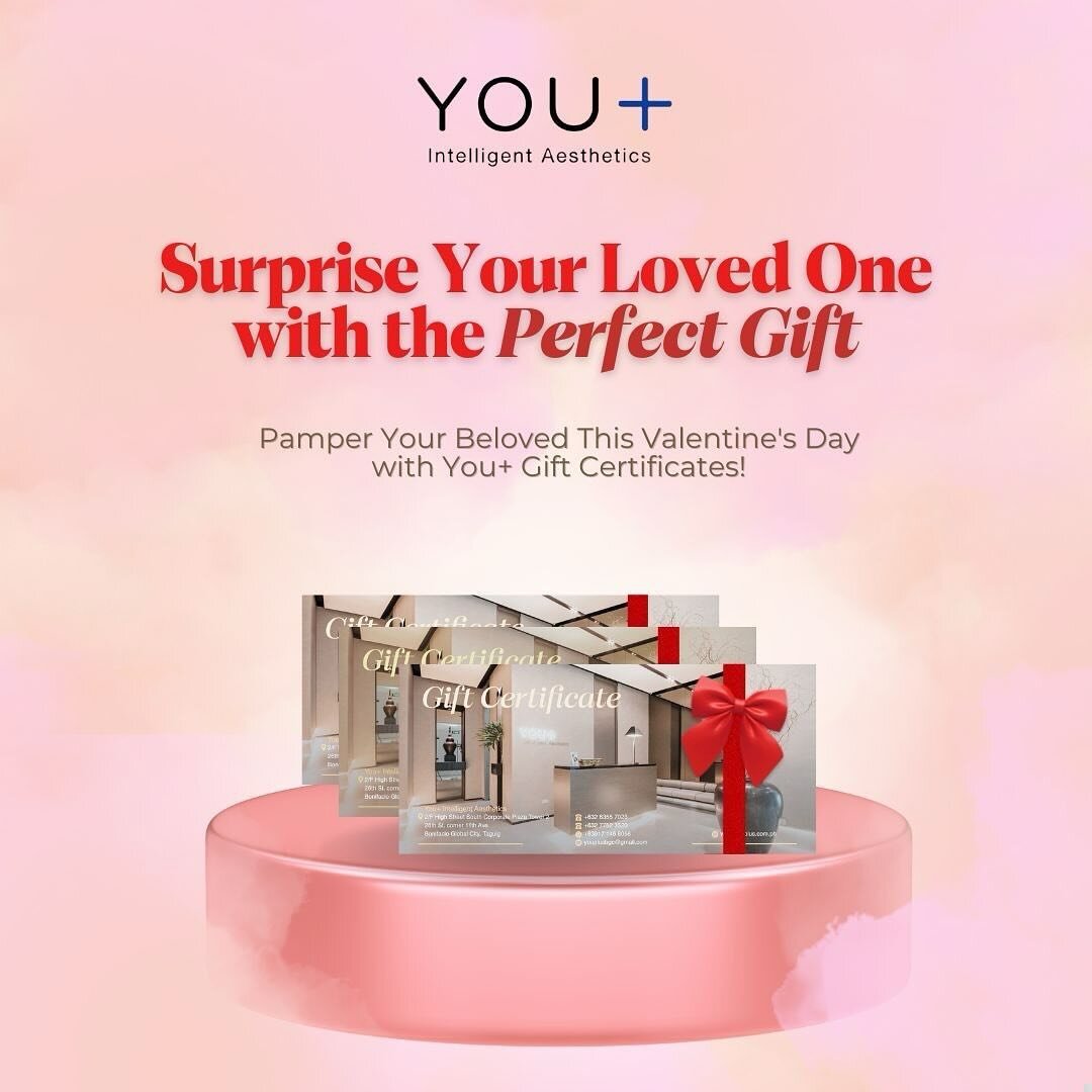 This Valentine&rsquo;s Day, give the gift of glowing skin 💆&zwj;♀️✨. Surprise your loved ones with a YOU+ gift certificate and spread the love of self-care.

#AHealthyKindOfBeautiful #YouPlusPh #ValentinesGlow #SkinLove #ValentinesPromo #dermclinicp