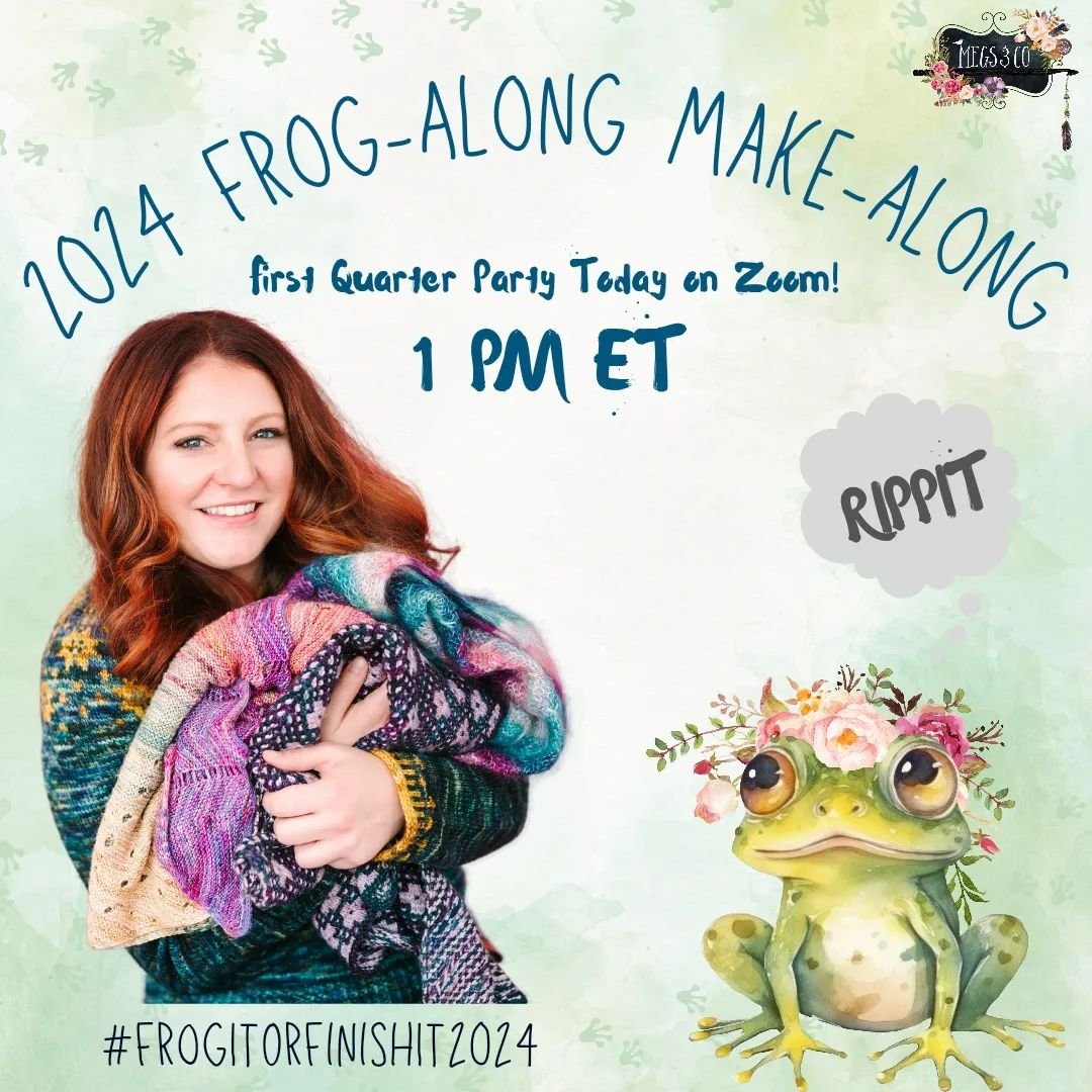 You have accomplished so much this quarter and now it's time to celebrate your achievements! 🍾 Join the fun today on Zoom at 1 PM ET for a relaxing virtual sit &amp; stitch as we review the projects we all frogged &amp; finished during the first qua
