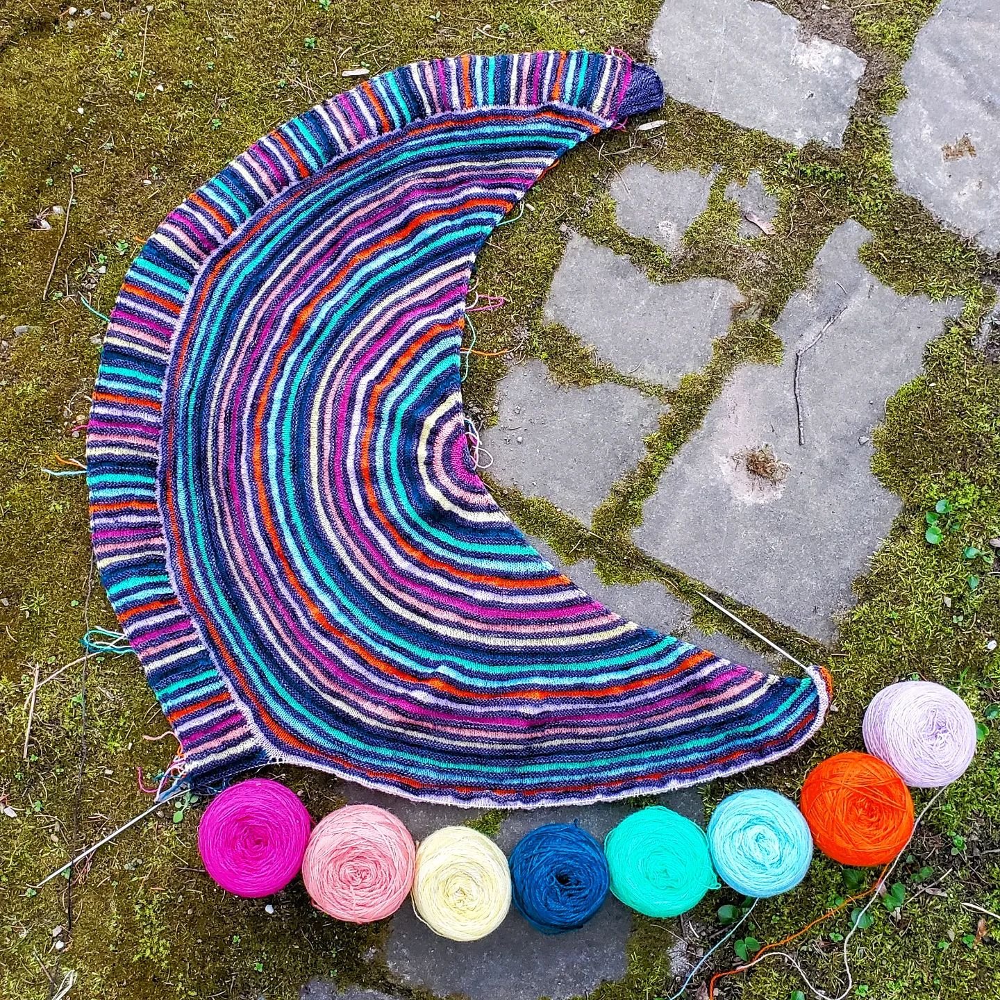 Next up on the Ellis pattern roundup is a project that has brought me incredible joy and one that I simply cannot wait to get off the needles and into my wardrobe rotation. 

Behold, Painting Rainbows by Stephen West, an epic shawl that is here to ta