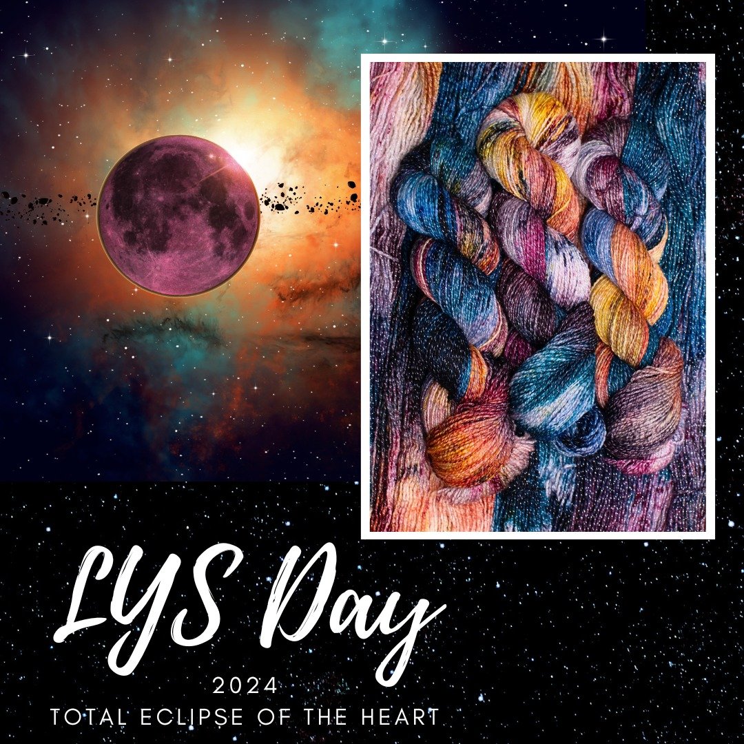 Tomorrow is Local Yarn Store day and to honor this wonderful occasion, I have brewed up a truly out-of-this-world colorway that also commemorates the awe-inspiring phenomenon of the total solar eclipse we just experienced! Imagine a skein that captur