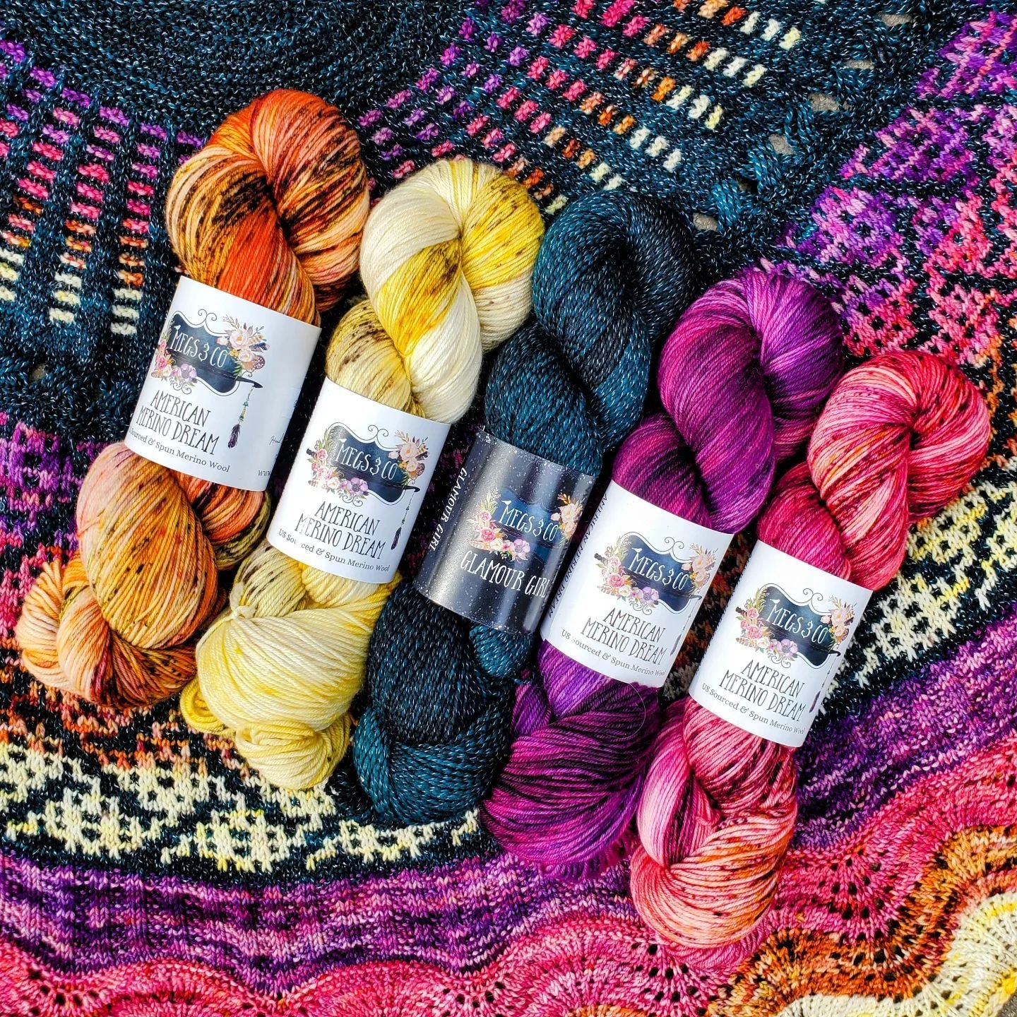 Should I list kits in the shop?

Here Comes the Sun is officially off the needles and I am so happy with how it turned out. I knit mine using 4 colors of American Merino Dream, my ultra-fine US sourced fingering weight yarn, paired with Glamour Girl 