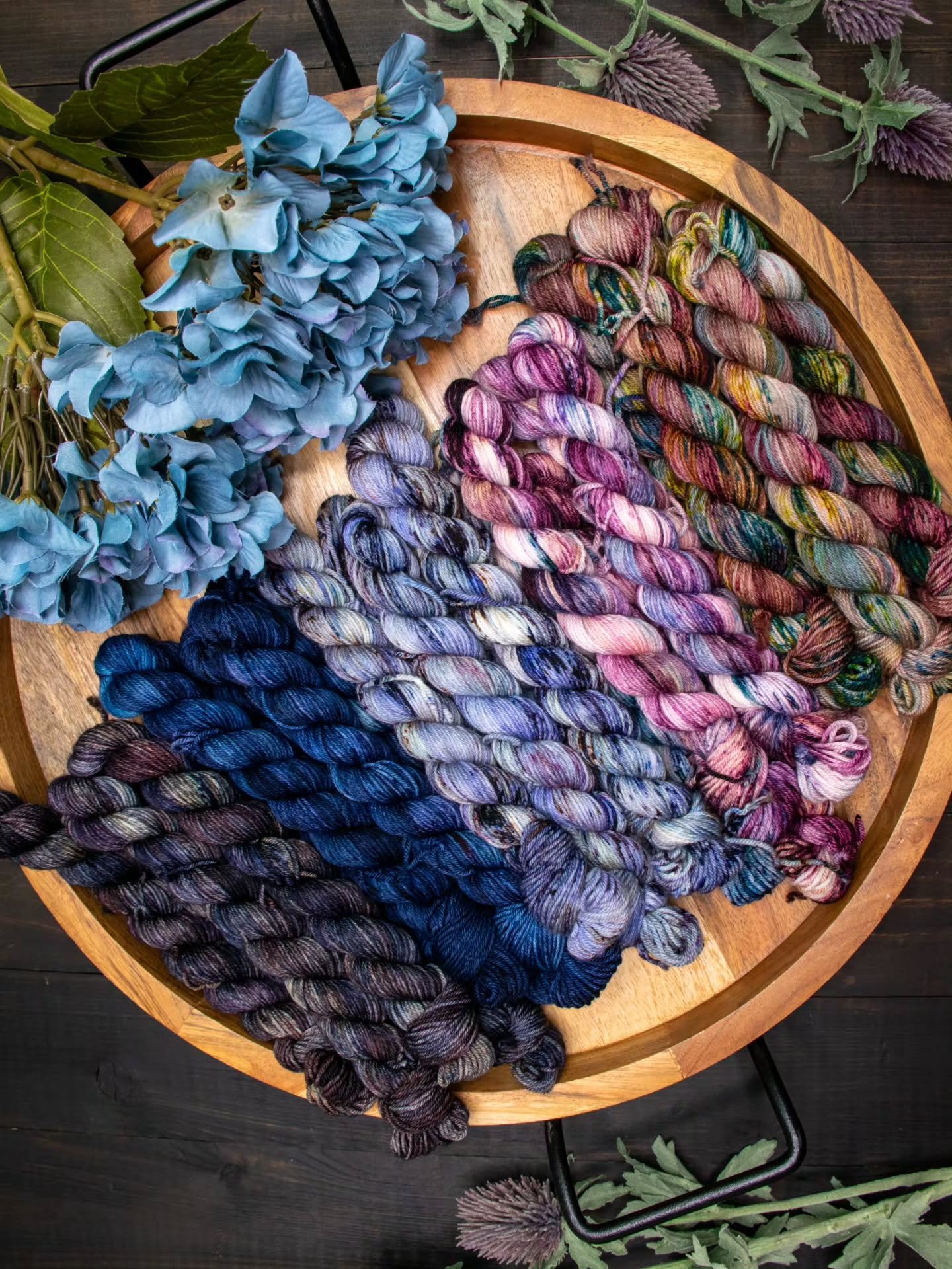 Why choose just one color when you can have them all? All of the winter colors are available in two mini skein sets, the speckles called Coffee Shop, and the tonals, called Book Club.

The Winter Collection is available now, but only for a limited ti