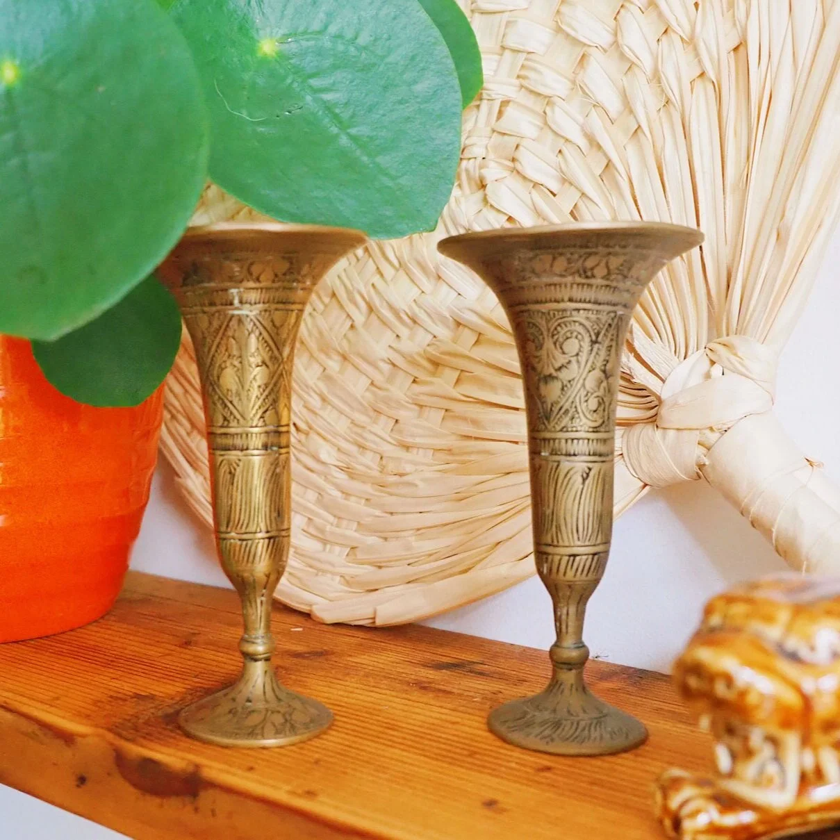 TWO MINI BRASS CANDLESTICK HOLDERS