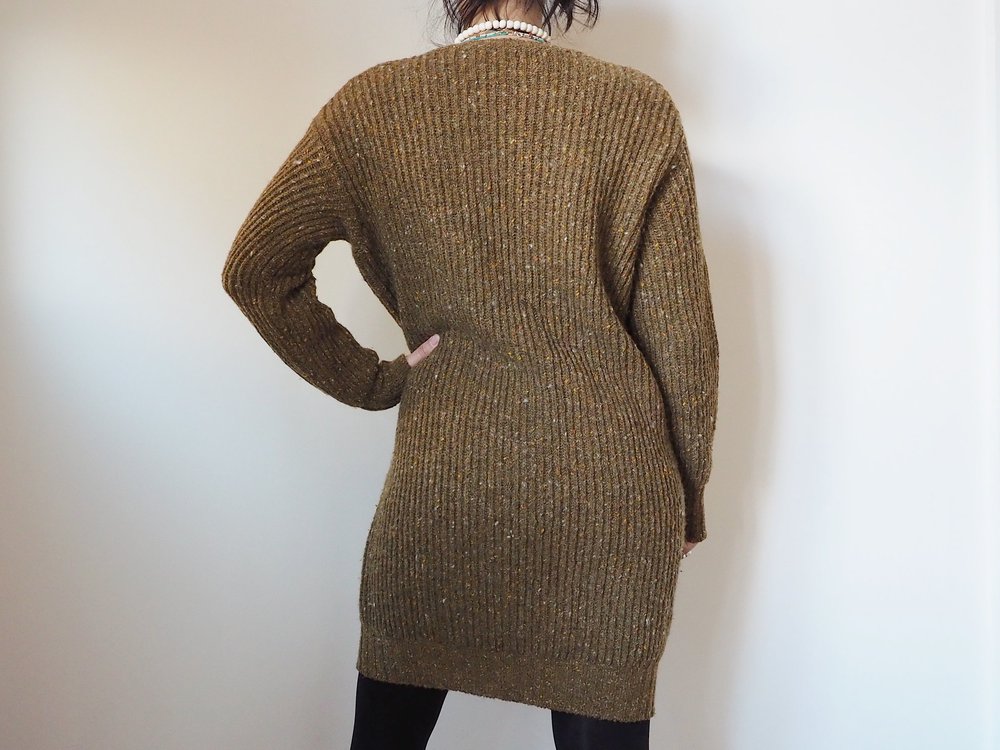 MIXED KHAKI / OLIVE GREEN BENETTON WOOL JUMPER DRESS  Halcyon Daze Store