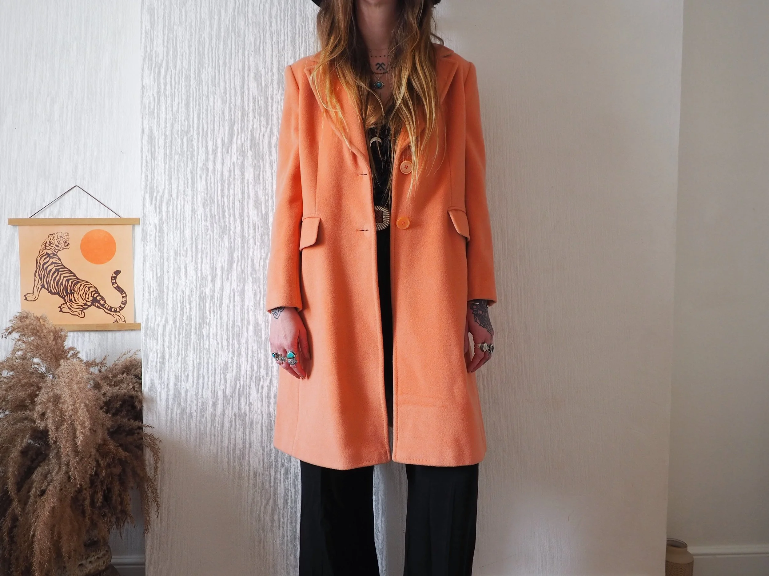 WOOL / ANGORA BLEND PEACH PINK COAT