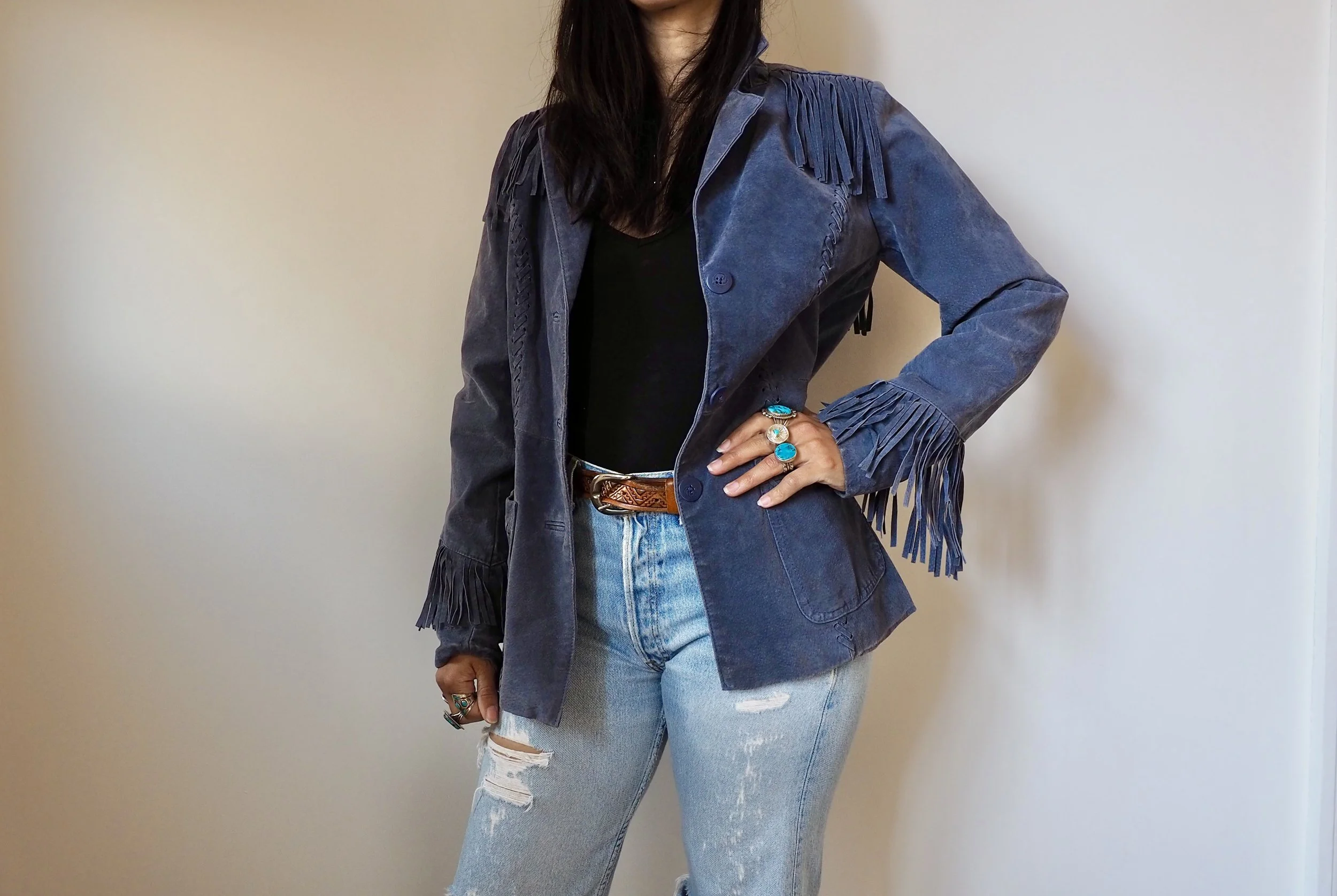 COLBALT BLUE FRINGE WESTERN STYLE JACKET