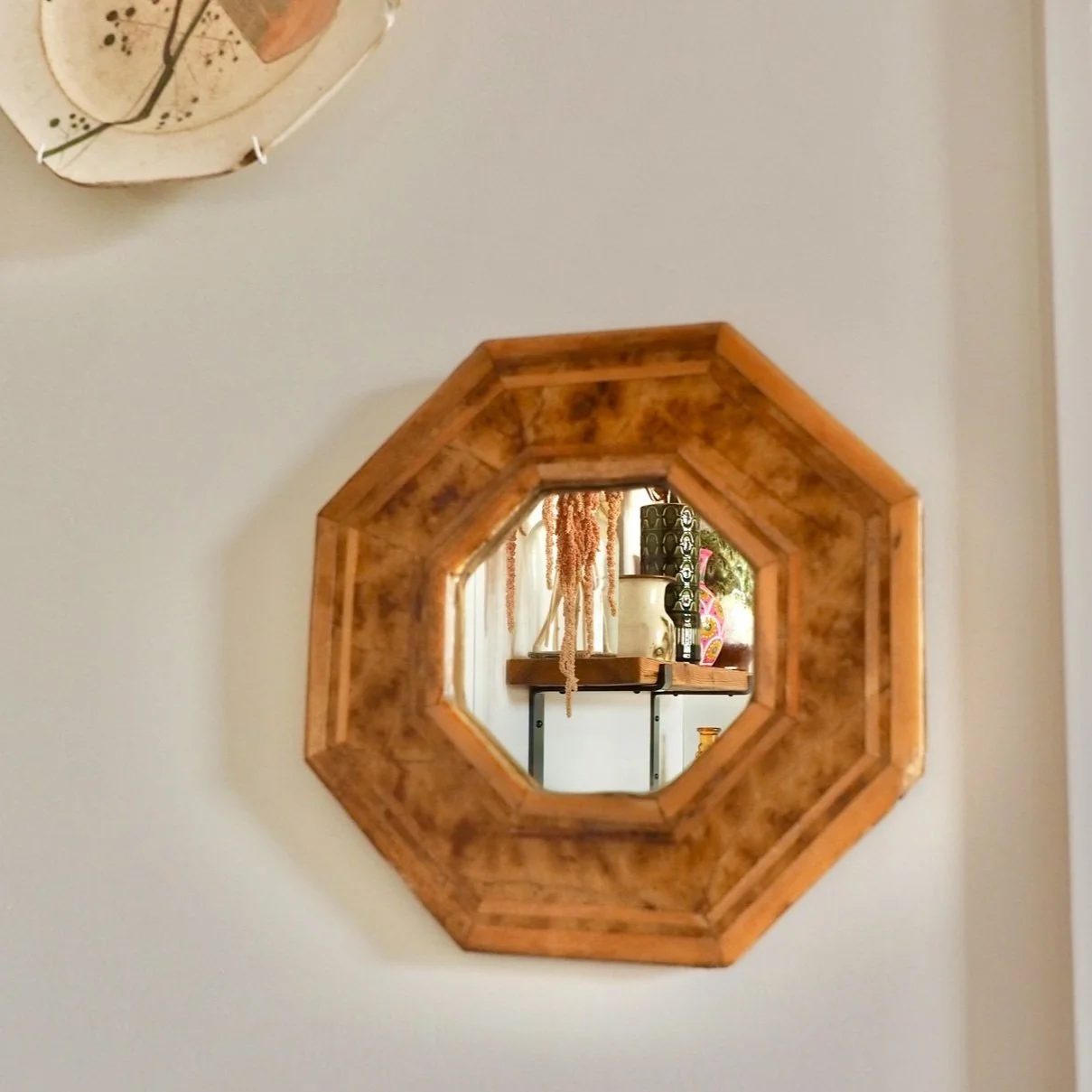 VINTAGE WOOD & LACQUER MINI MIRROR