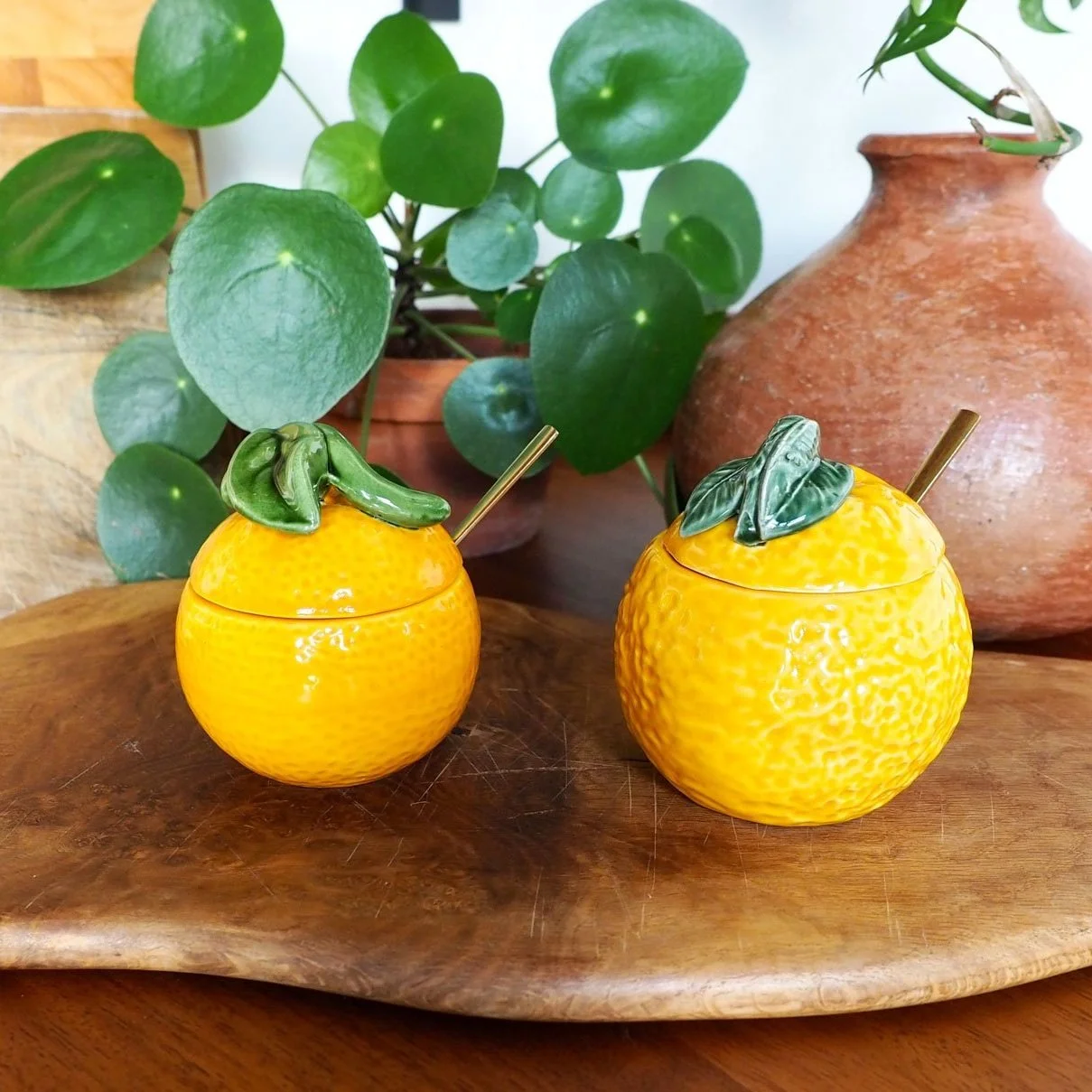 LEMON AND ORANGE LIDED SAUCE POTS