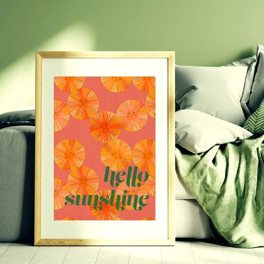 hello sunshine on green sofa.jpg