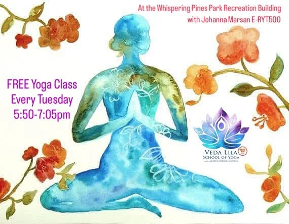 FREE Weekly Community Yoga Class!

Thanks to Inverness Parks and Recreation, I will be offering a Free Community Yoga Class weekly at the Whispering Pines Recreation Building.  Classes will be Tuesday evenings at 5:50-7:05pm and are FREE to the commu