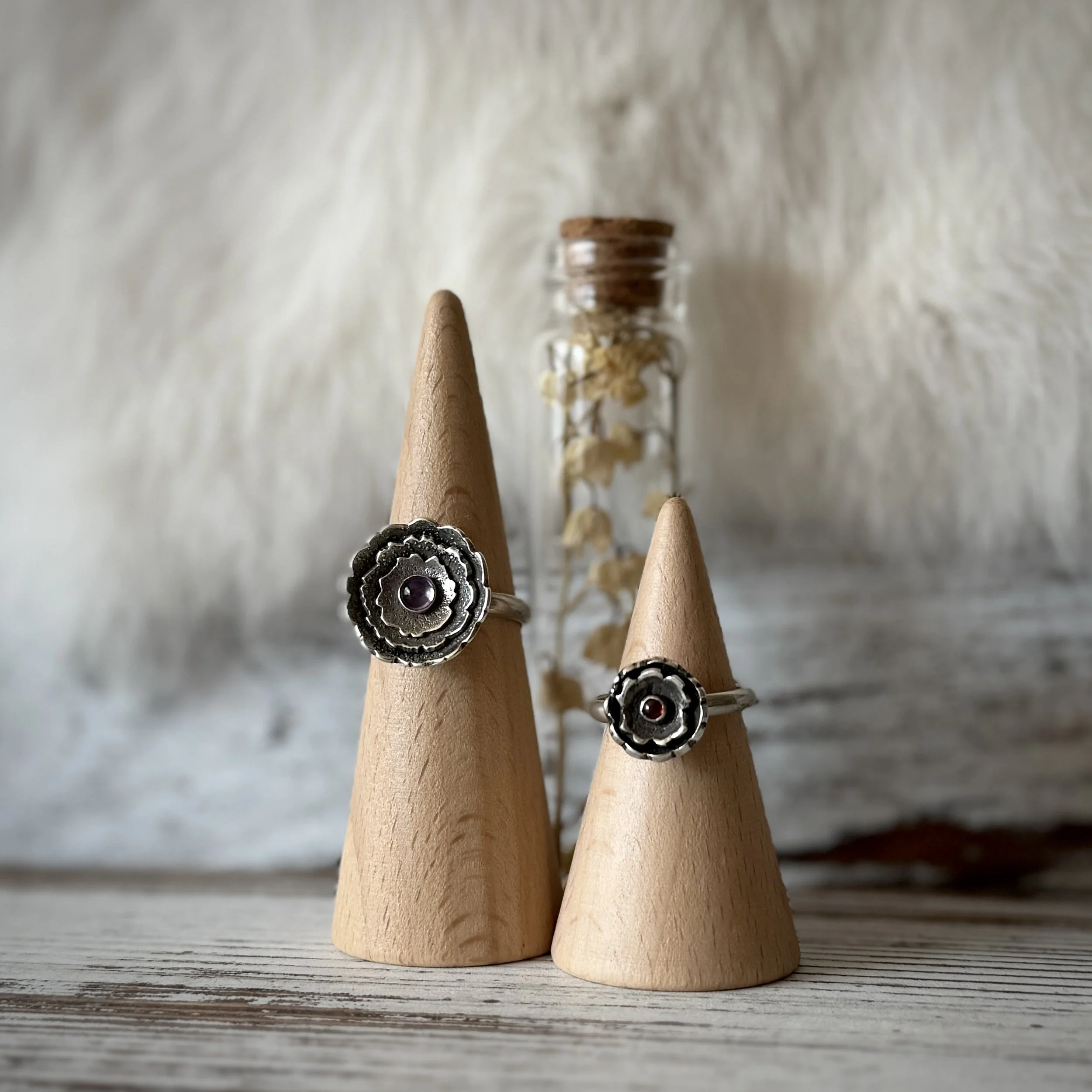 Sterling Silver Flower Rings