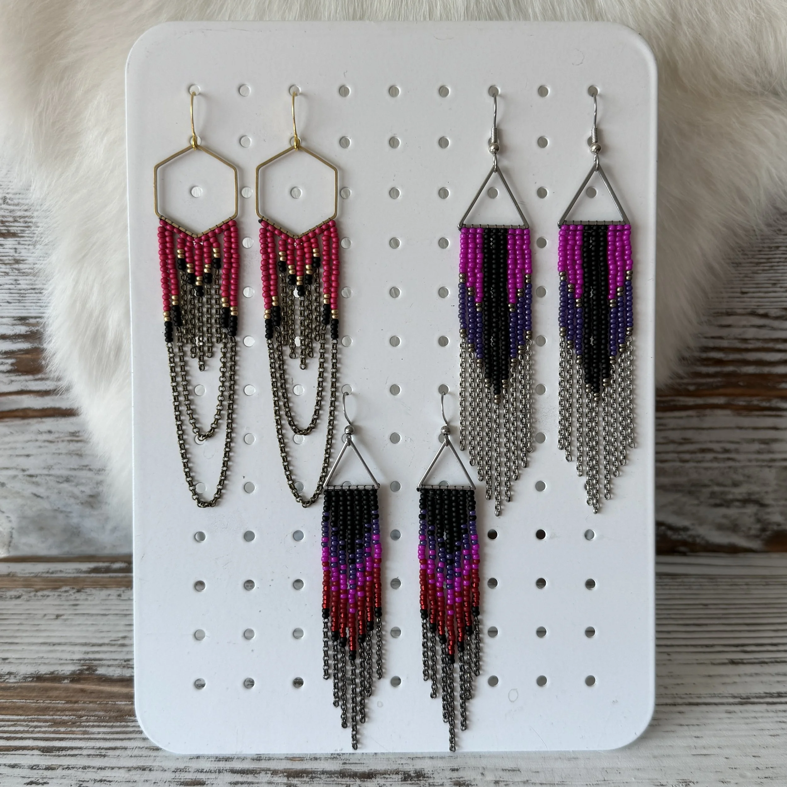 Seed Bead Fringe Earrings - Valentines Edition