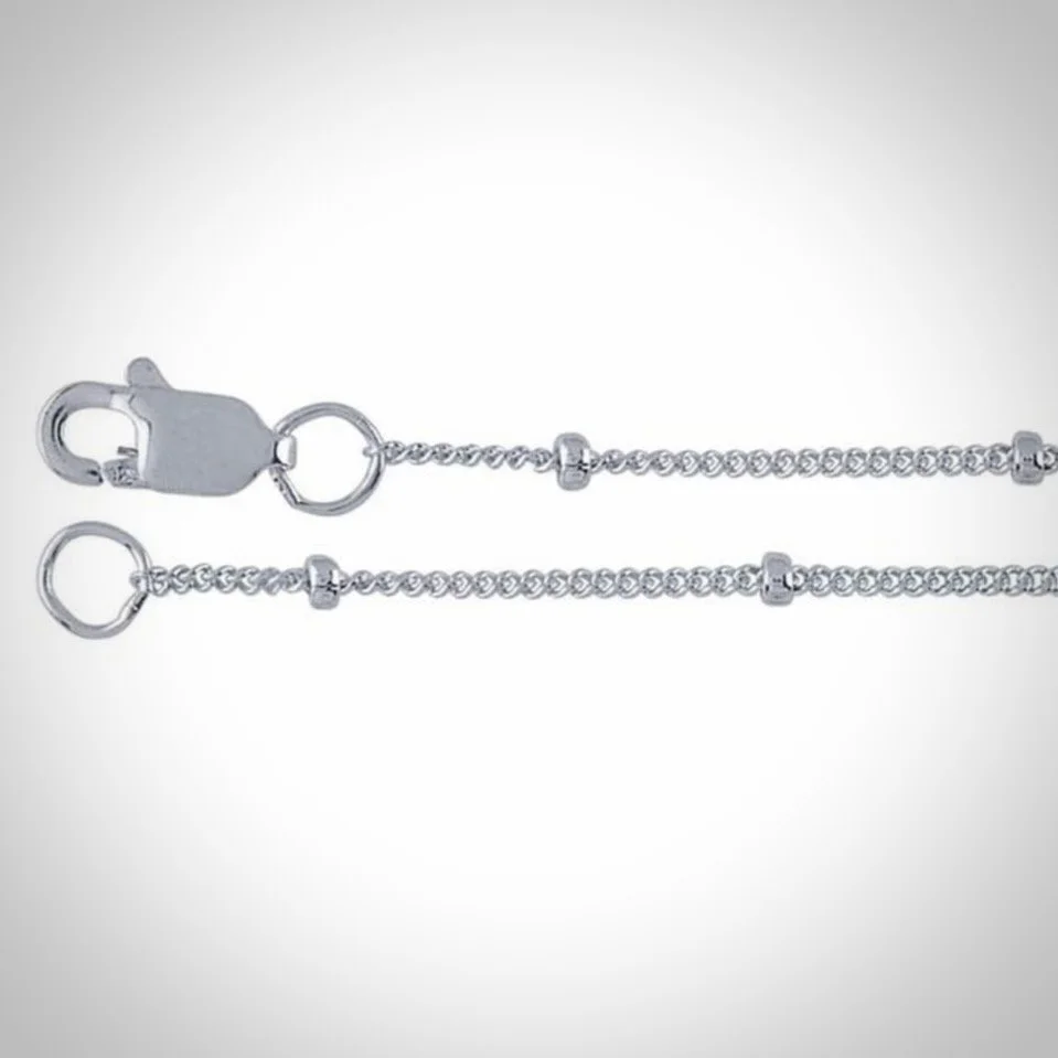 Sterling Silver 1mm Curb Chain w/ 1.9mm Beads