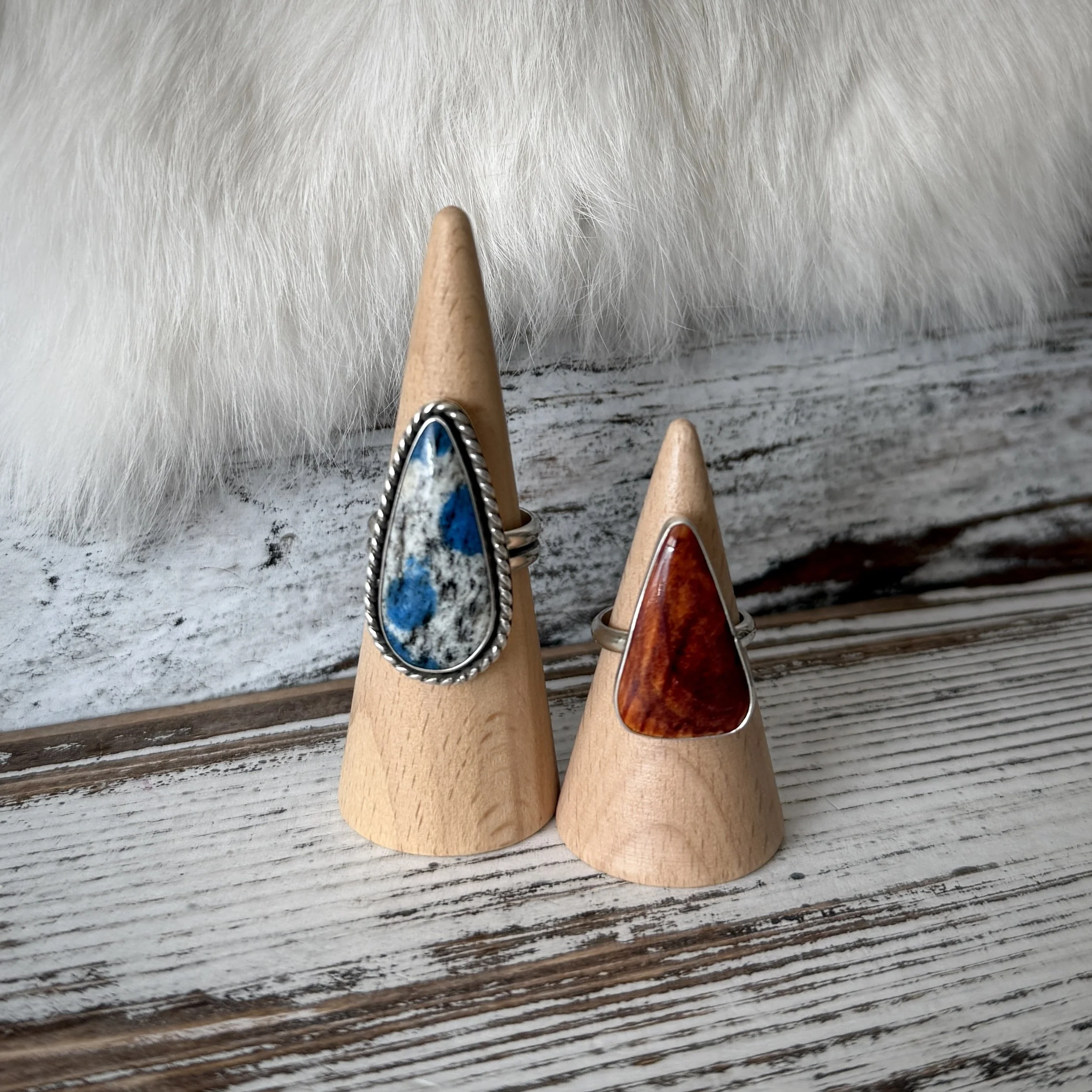 Sterling Silver & K2 Granite or Spiny Oyster Rings