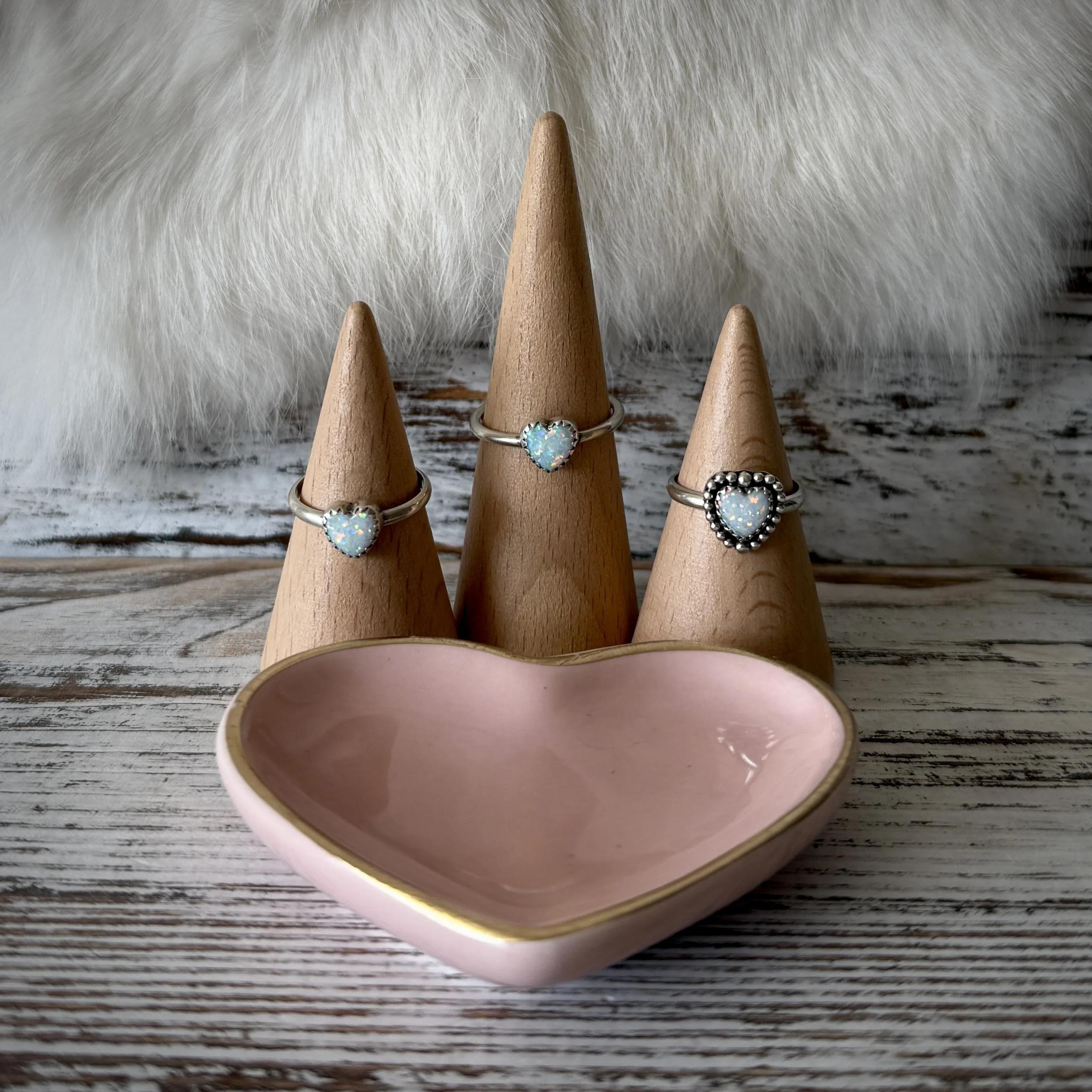 Sterling Silver & Lab Created Opal Rings